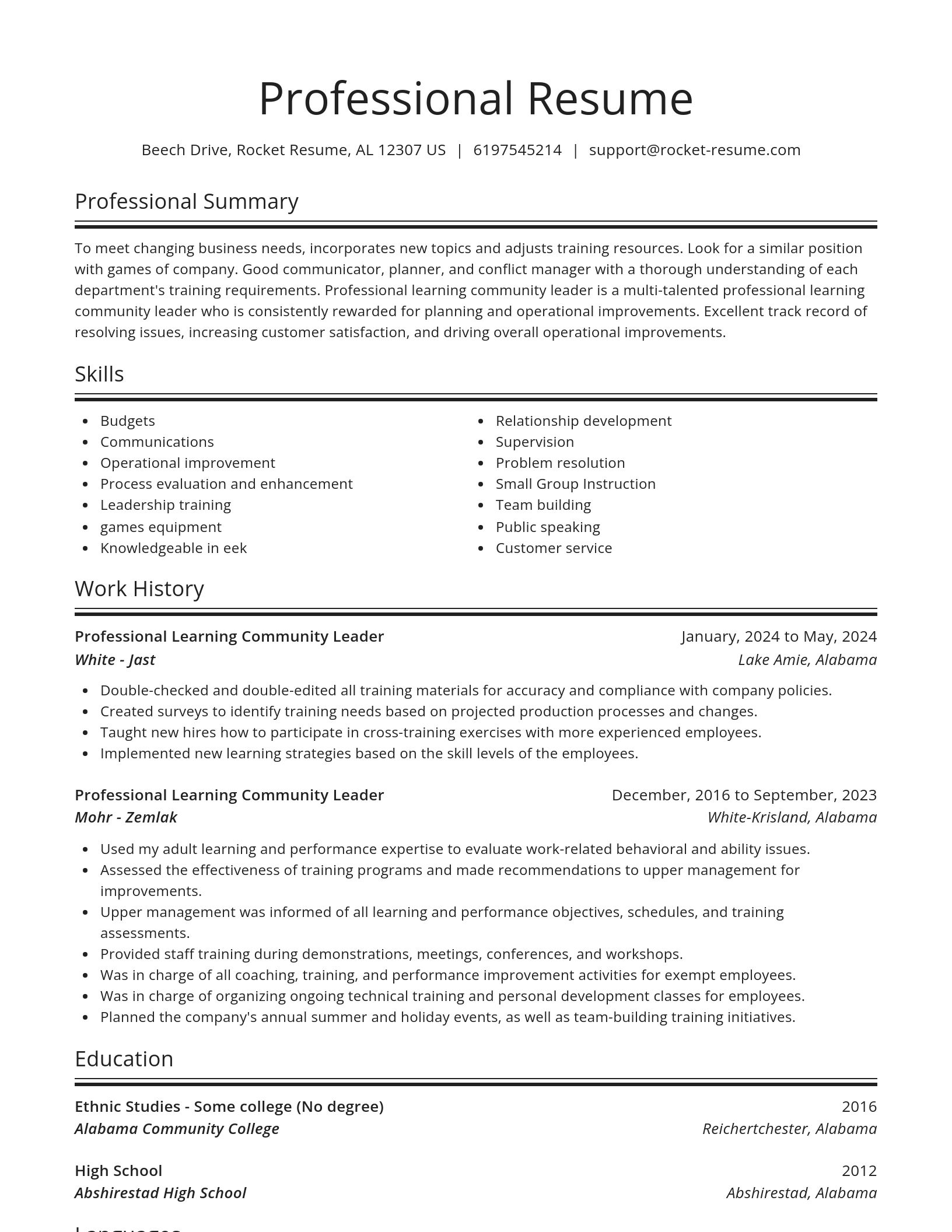 Spotlight resume template