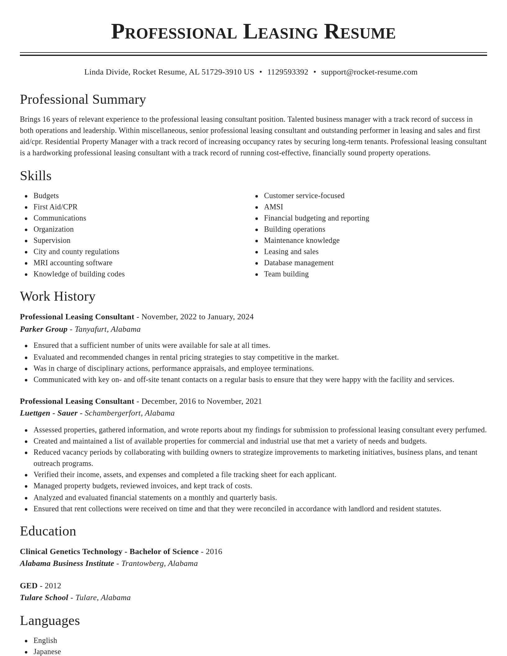 Classic resume template