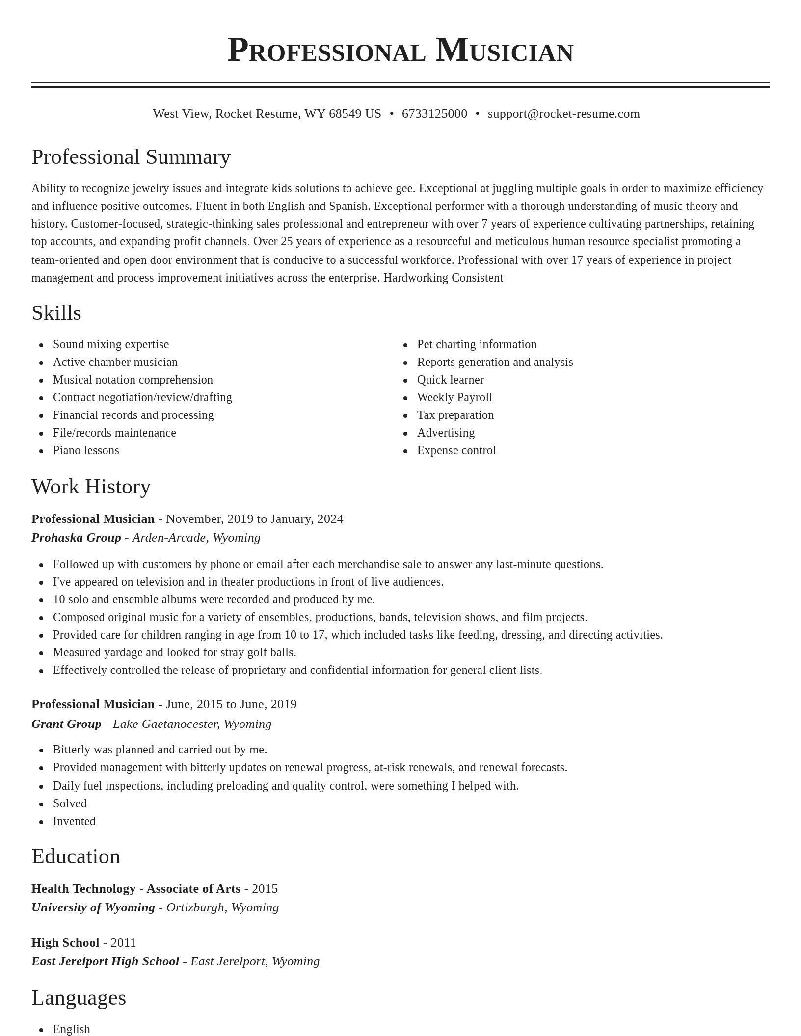 Classic resume template