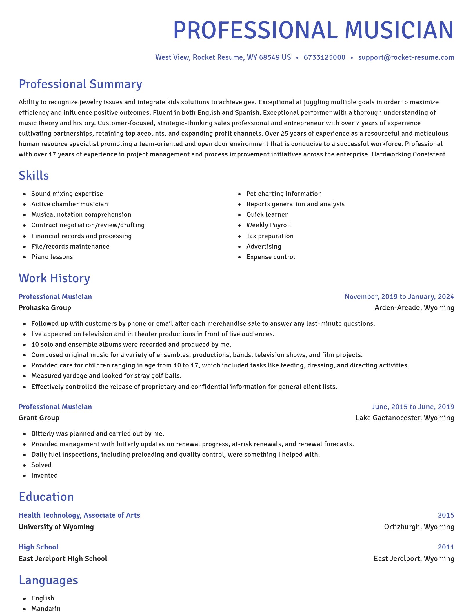 Novel resume template