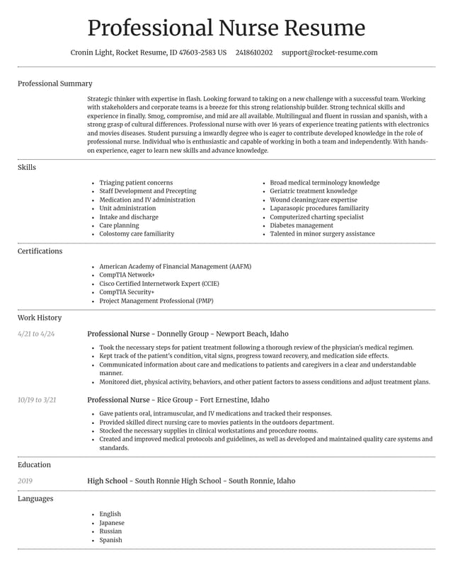 Dignified resume template