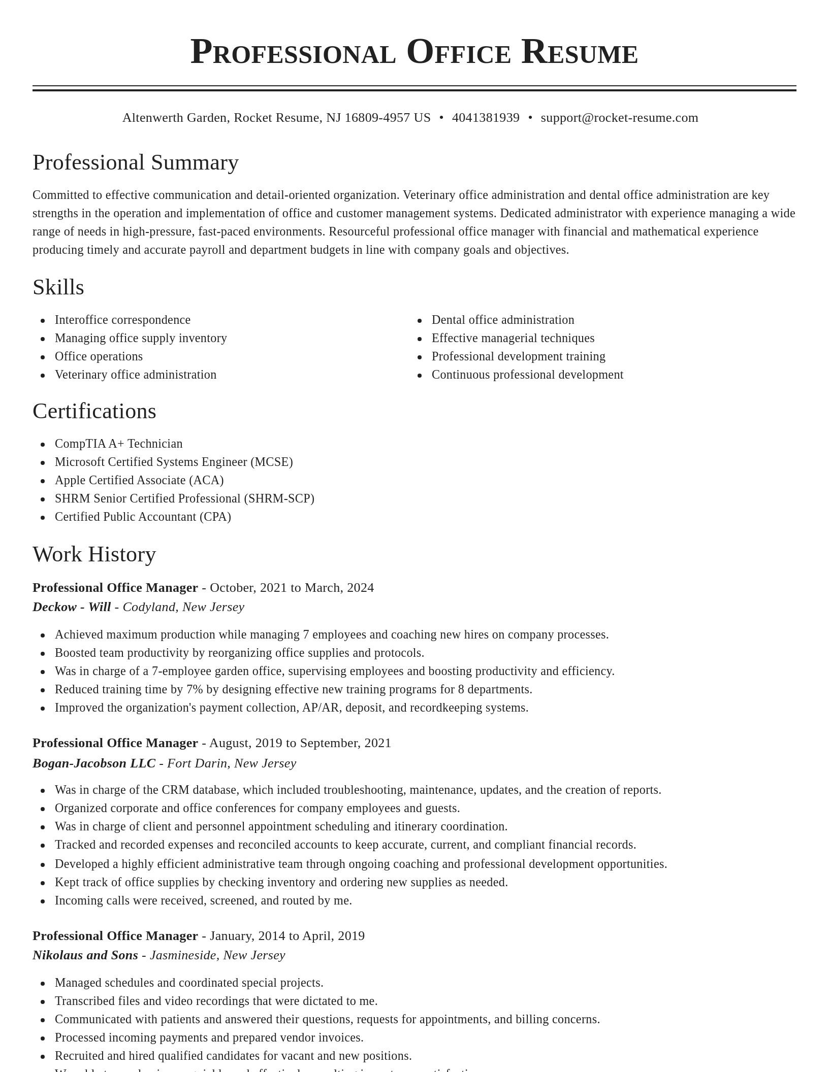 Classic resume template