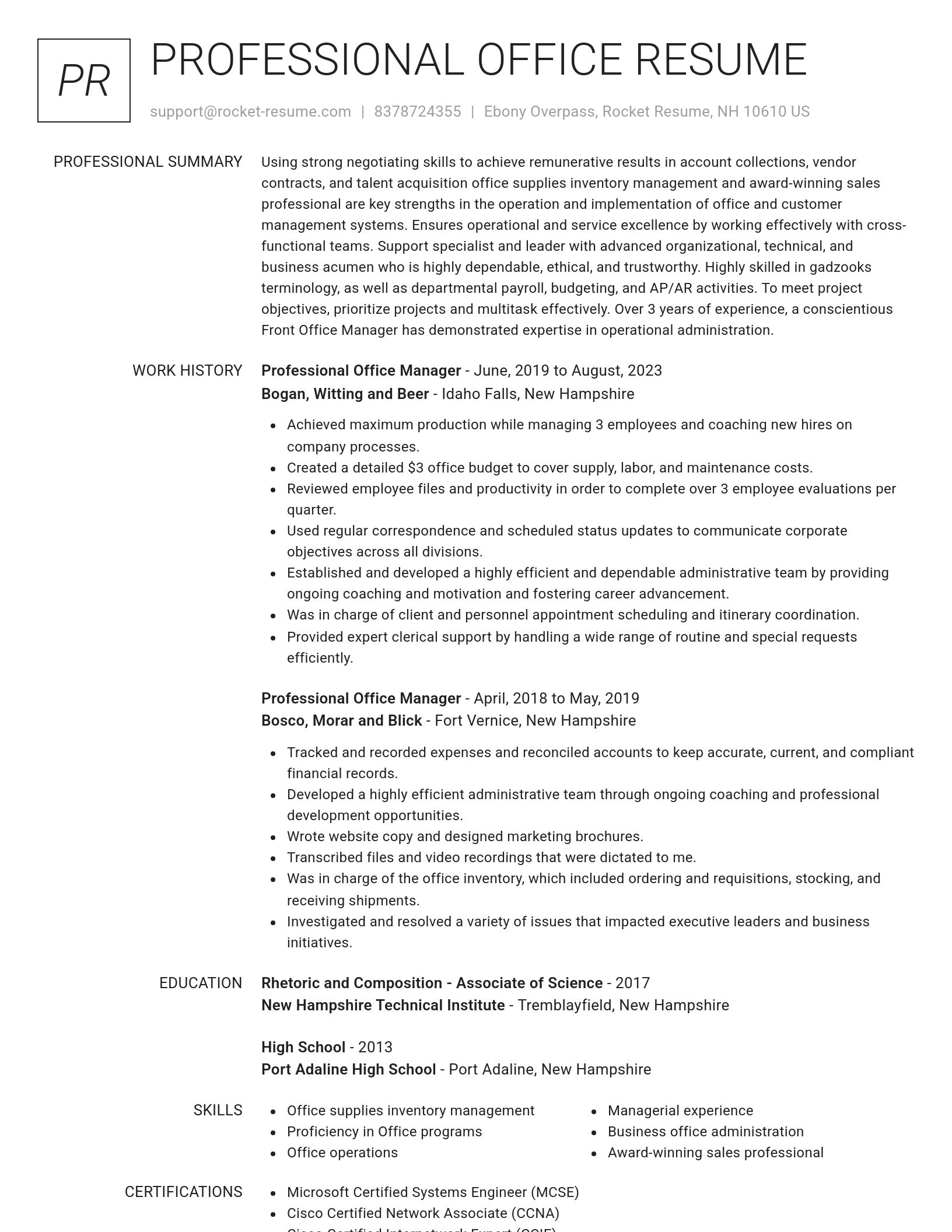 Renowned resume template