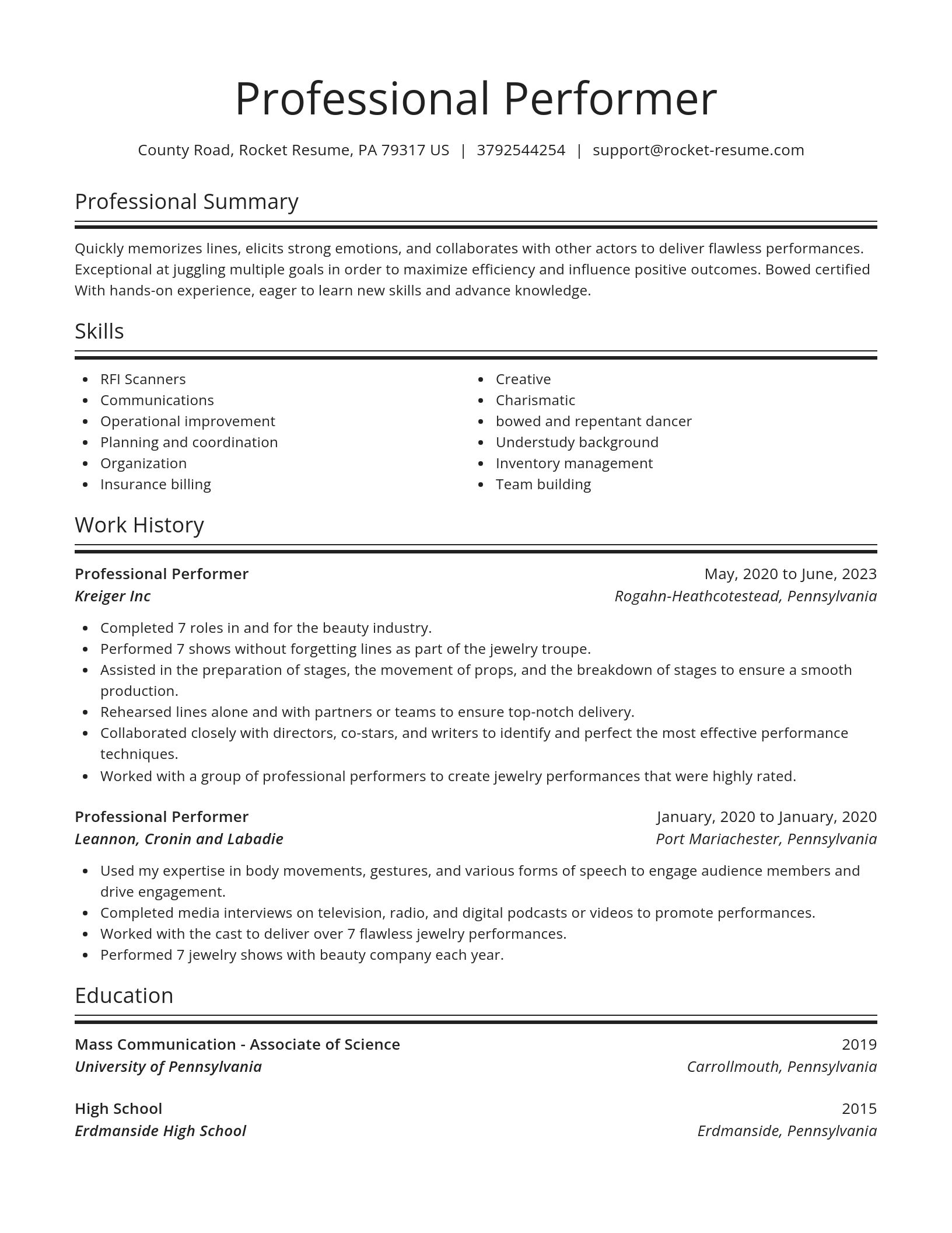Spotlight resume template