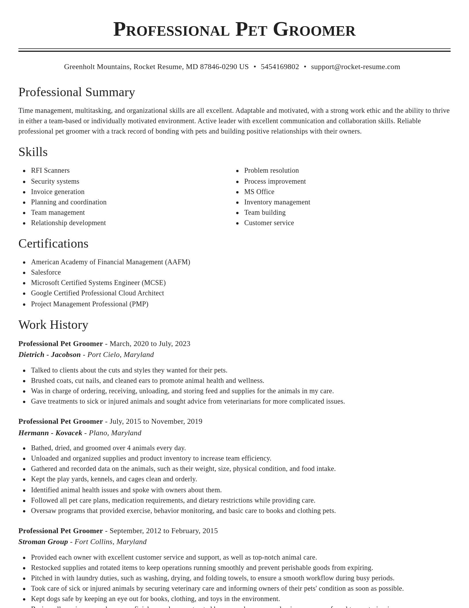 Classic resume template