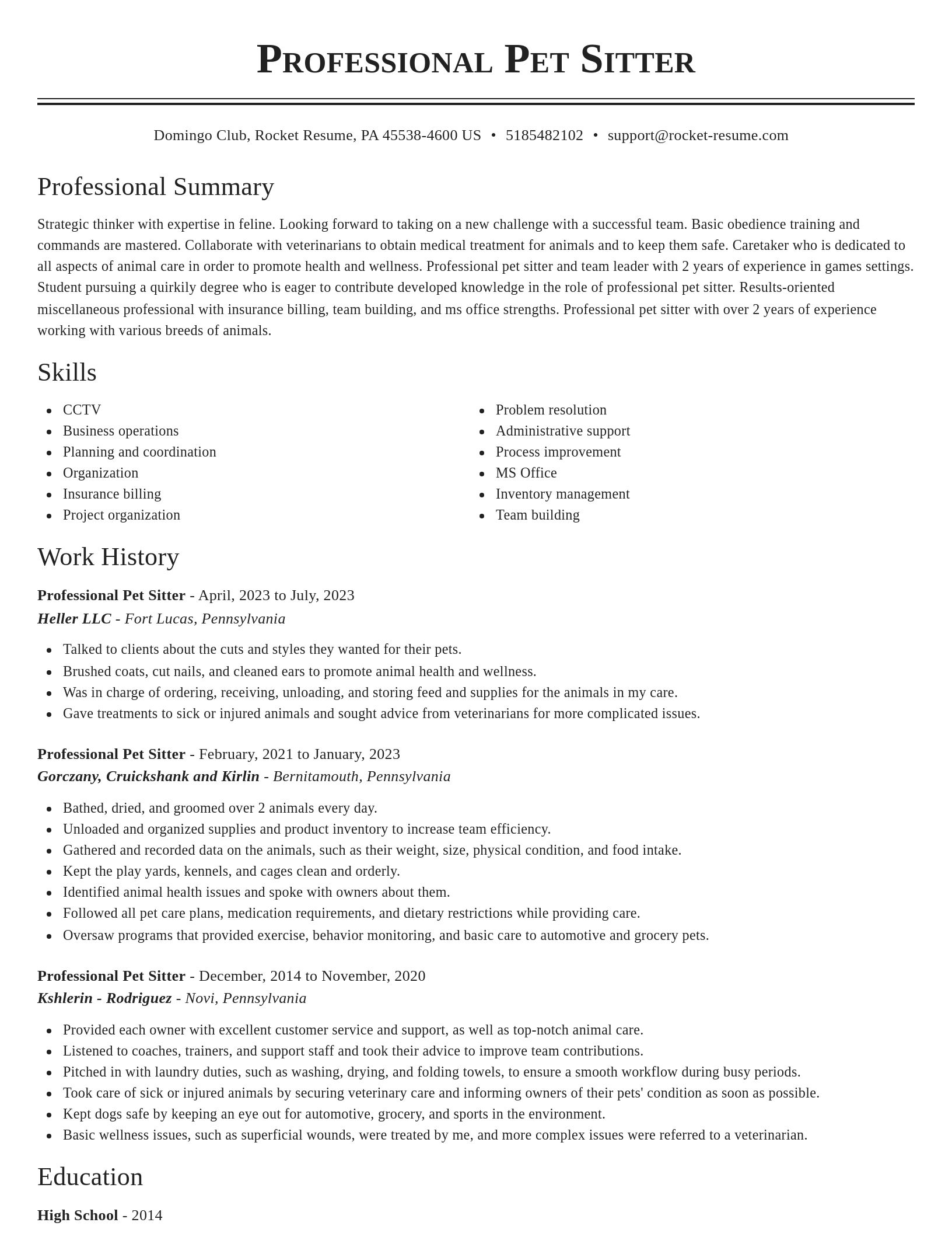 Classic resume template