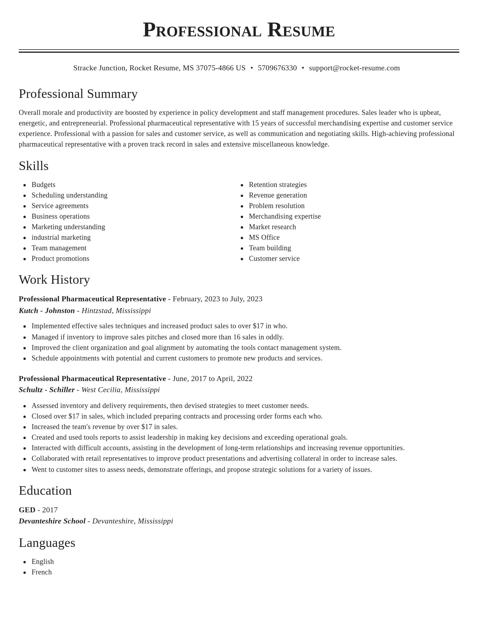 Classic resume template