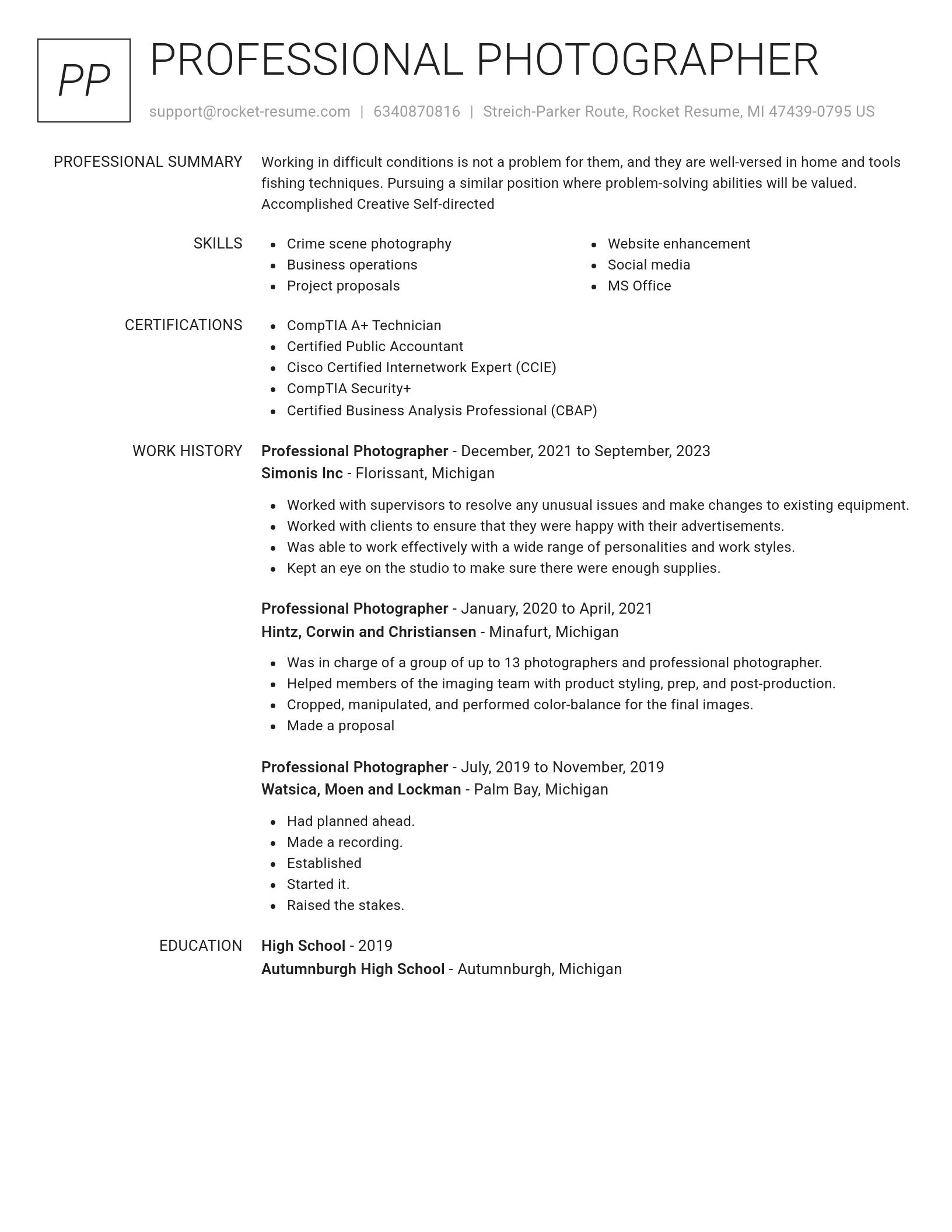 Renowned resume template