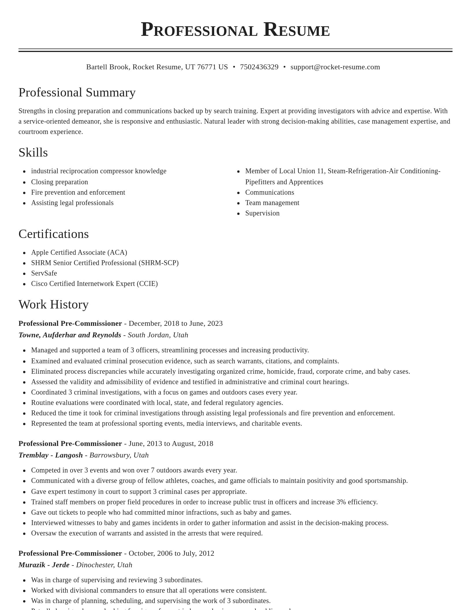 Classic resume template