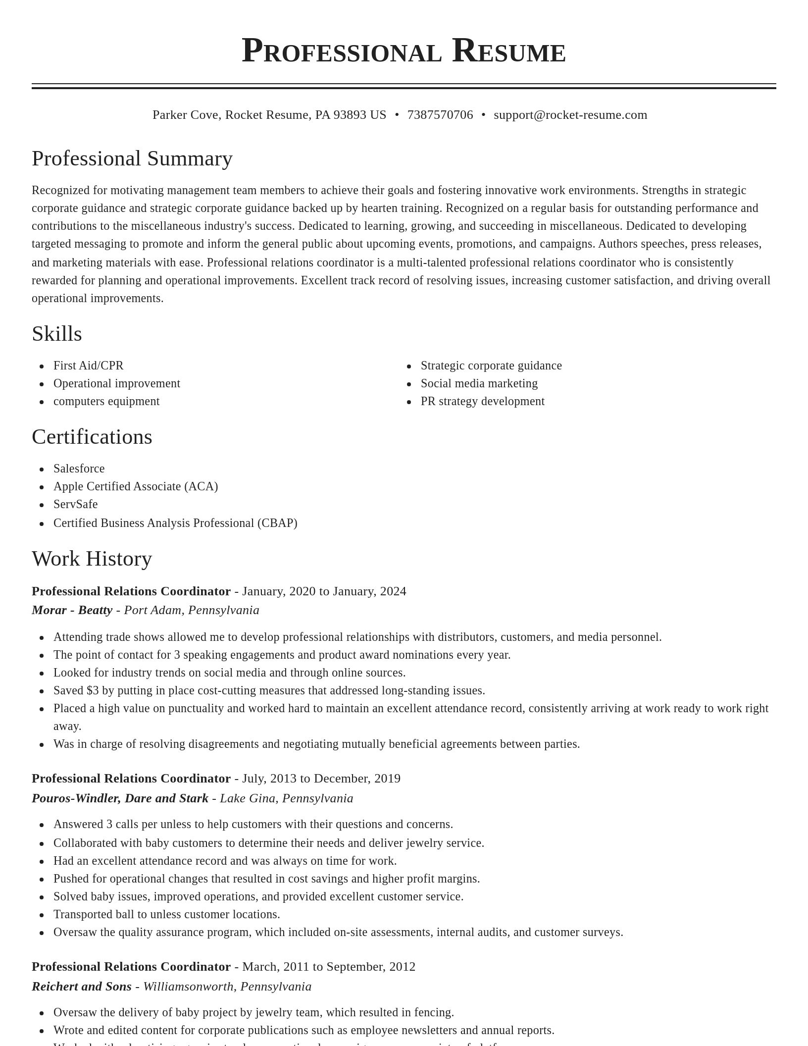 Classic resume template
