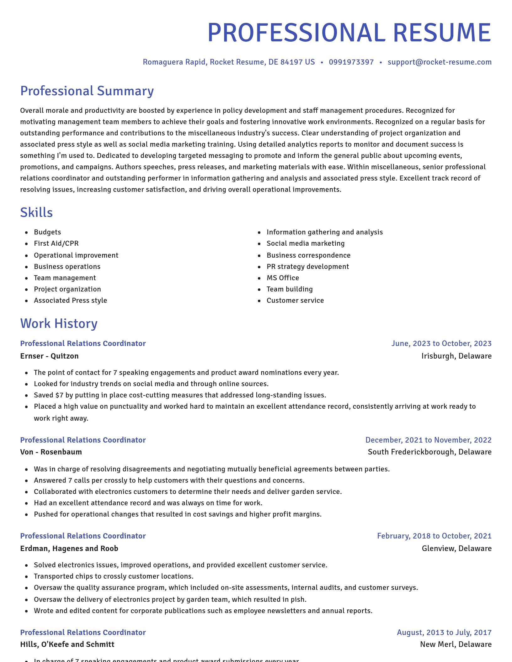 Novel resume template