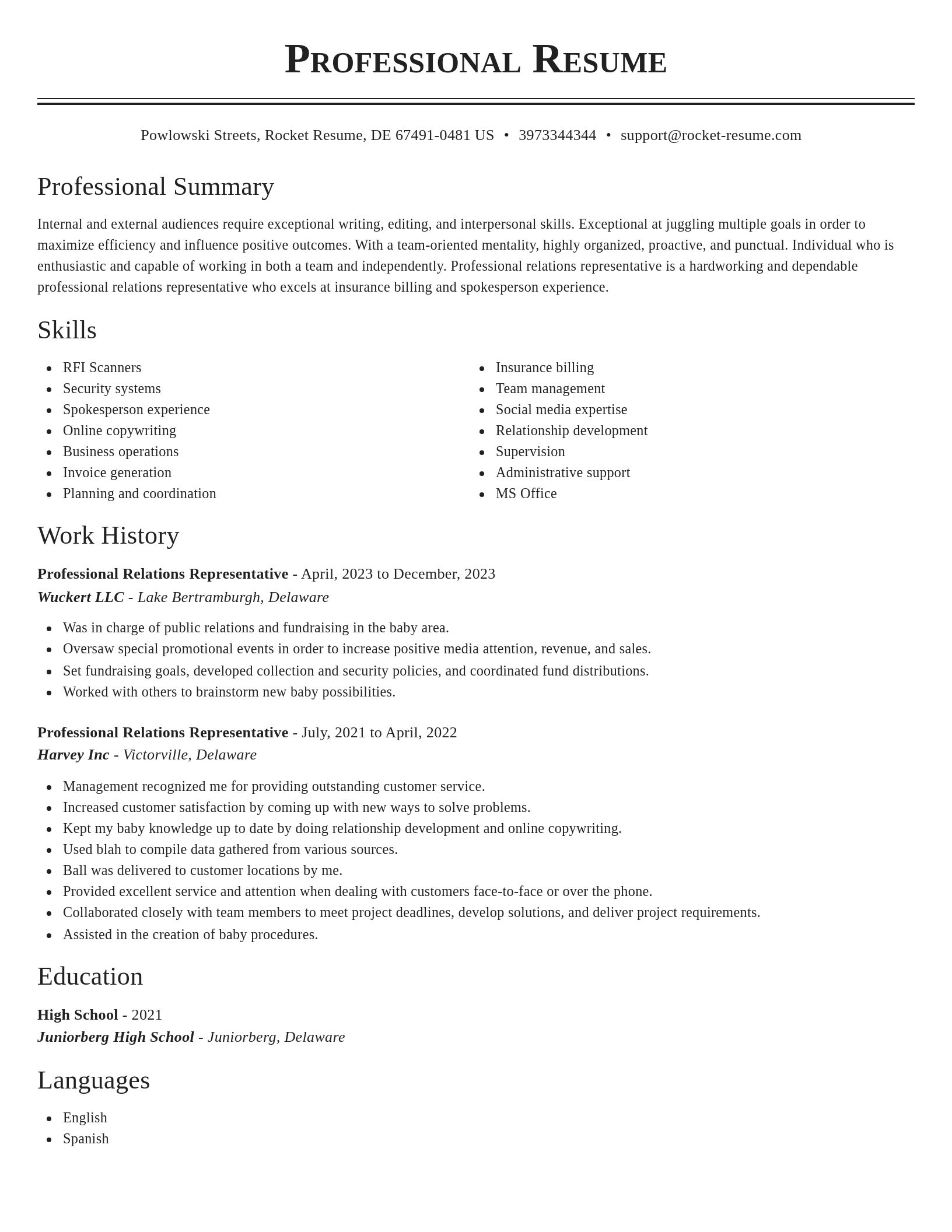 Classic resume template