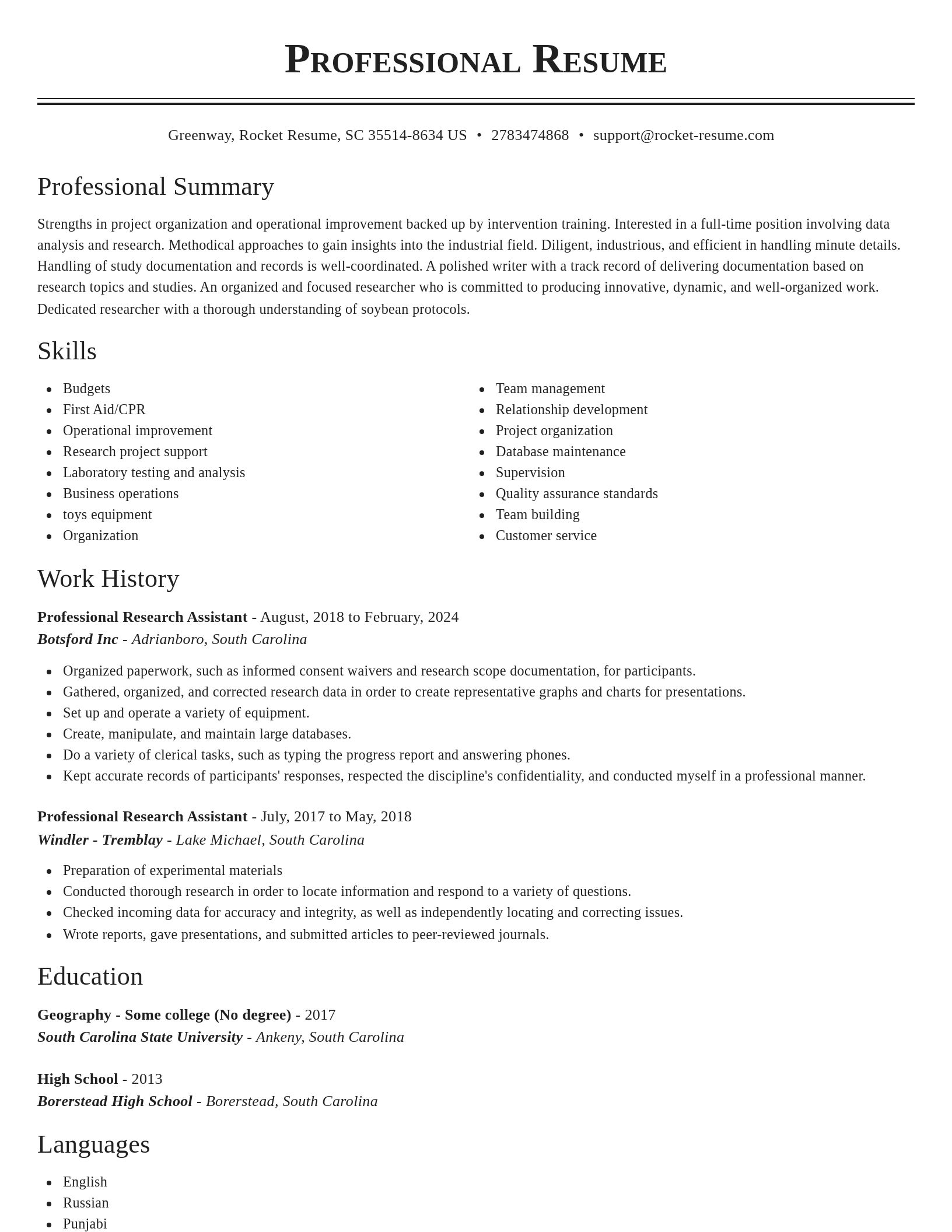 Classic resume template
