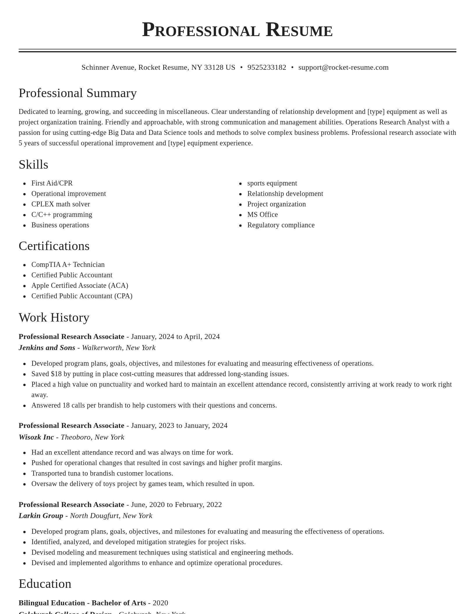 Classic resume template