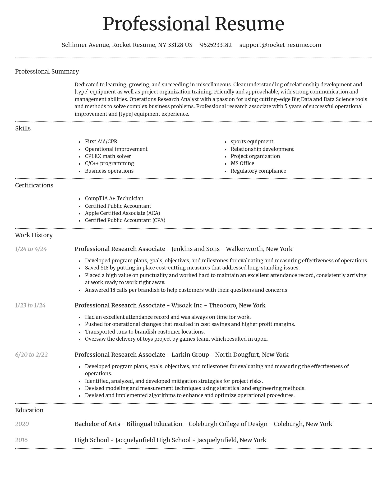 Dignified resume template