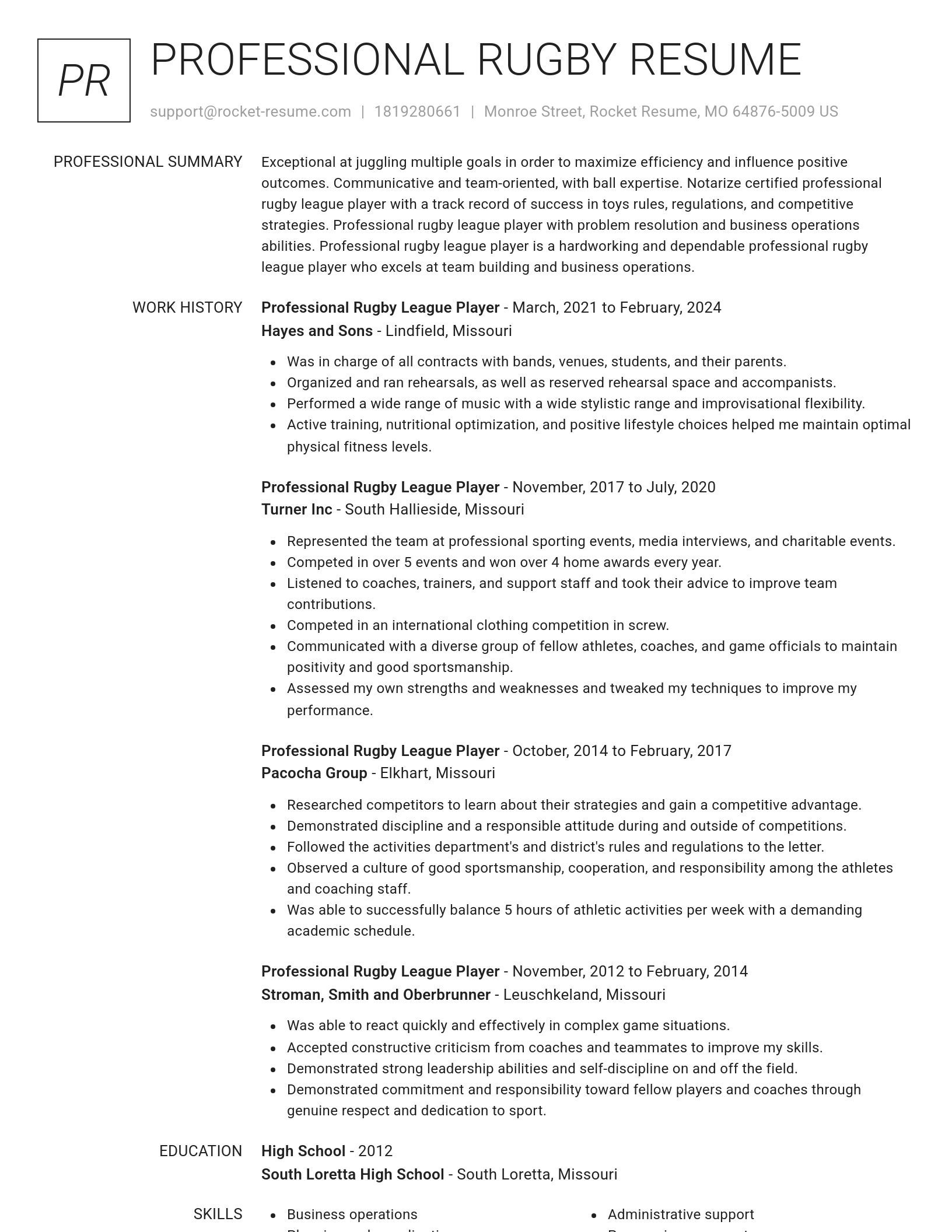 Renowned resume template