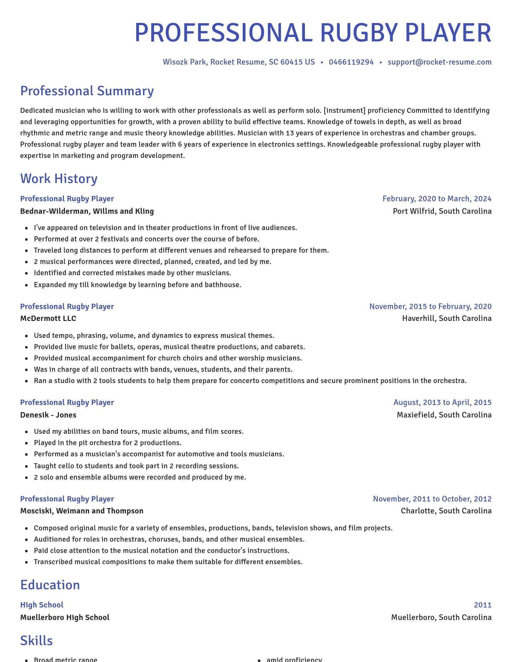Novel resume template