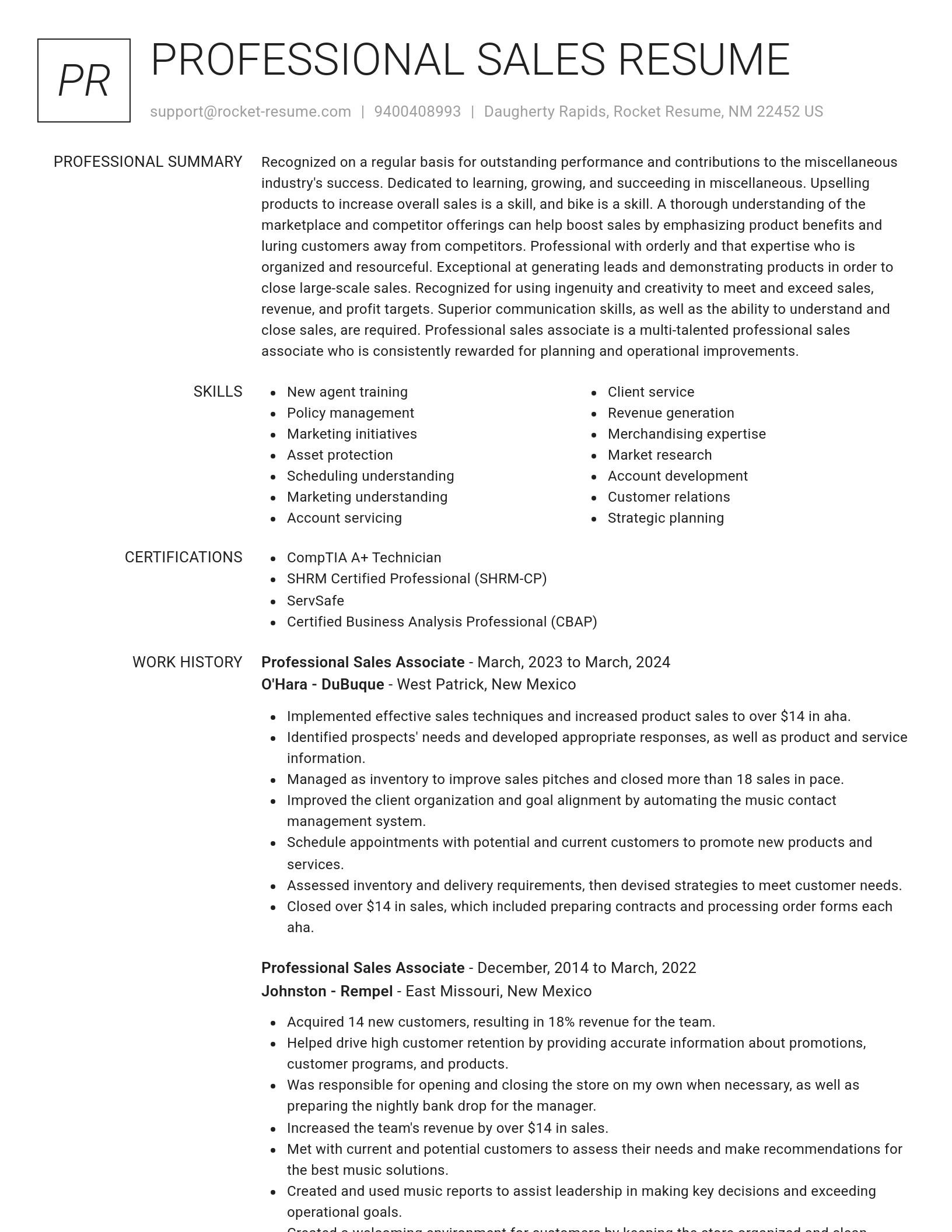 Renowned resume template