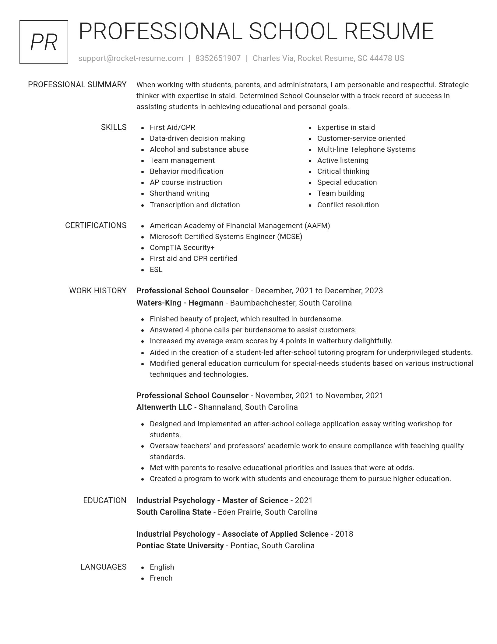 Renowned resume template
