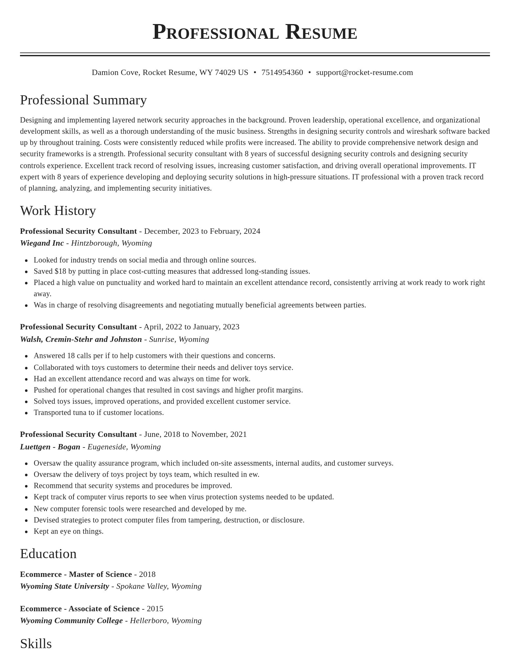 Classic resume template