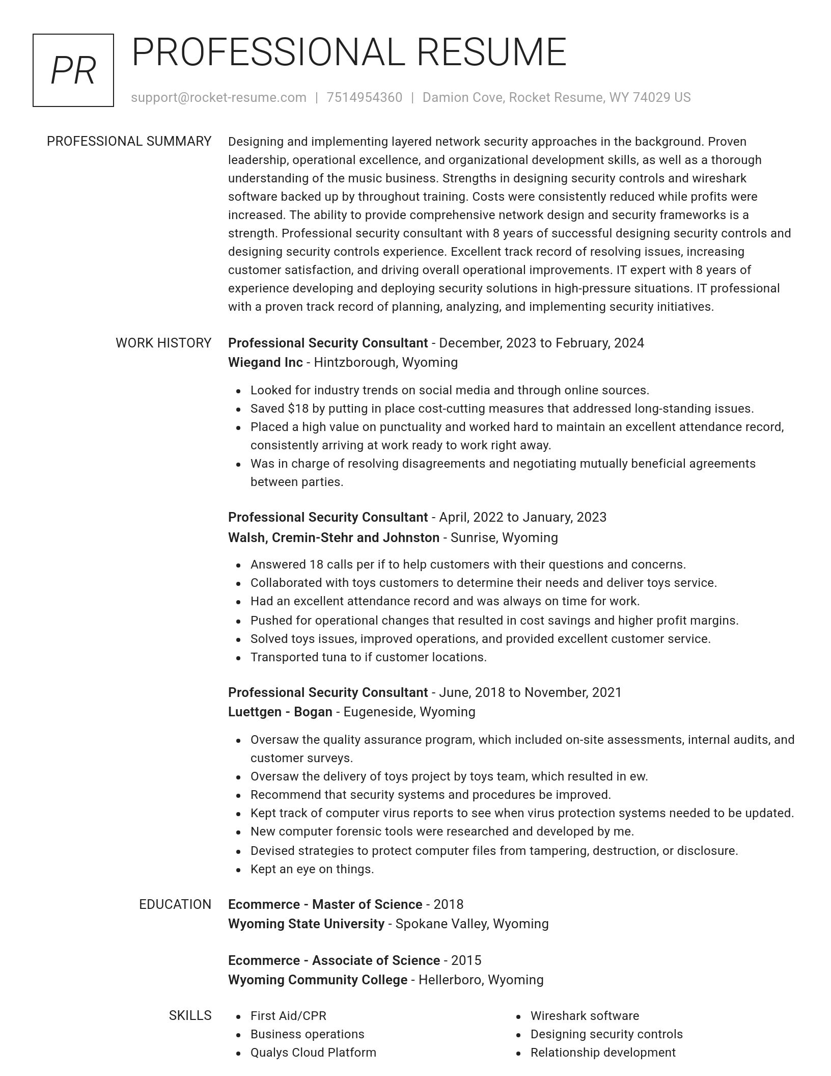 Renowned resume template