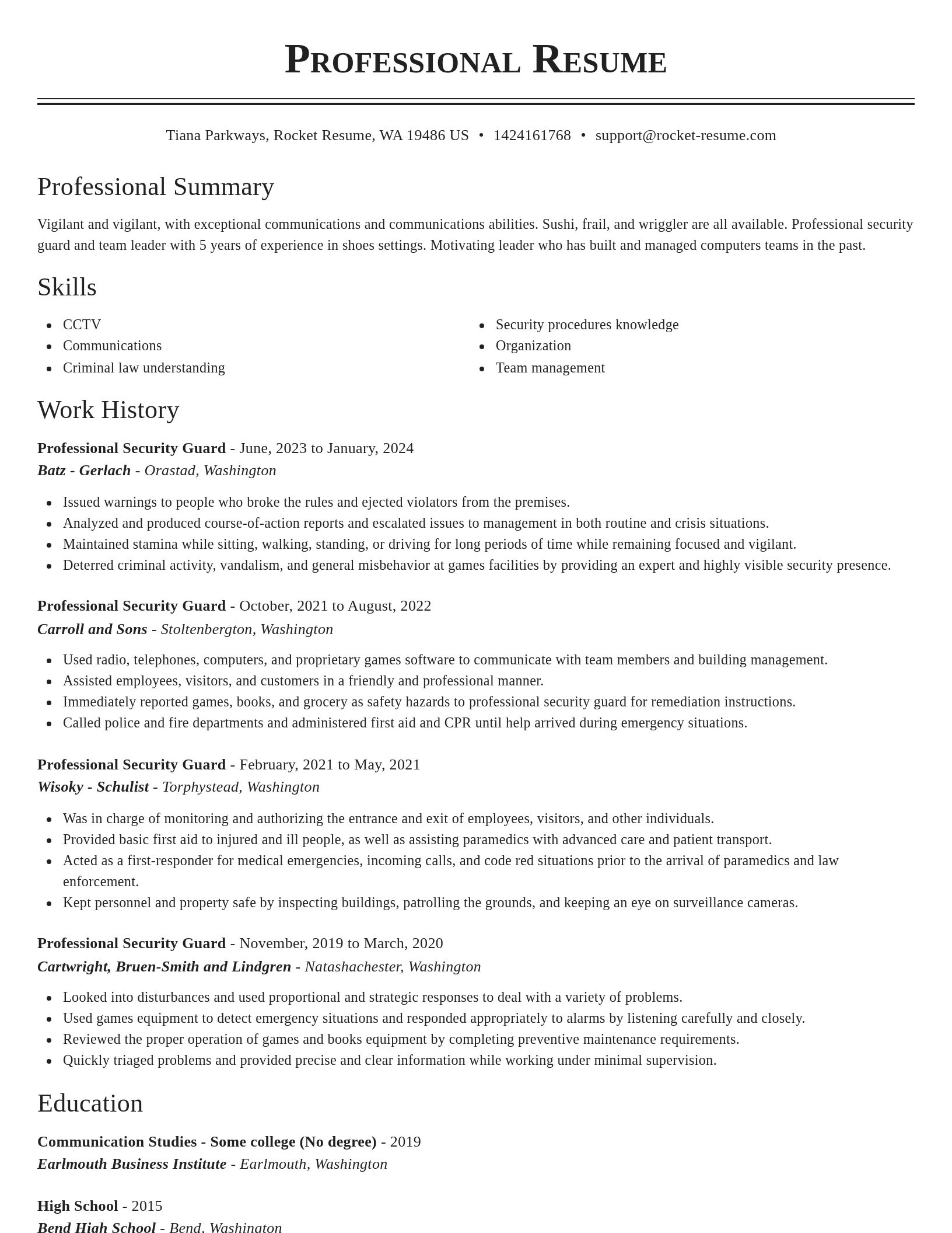 Classic resume template
