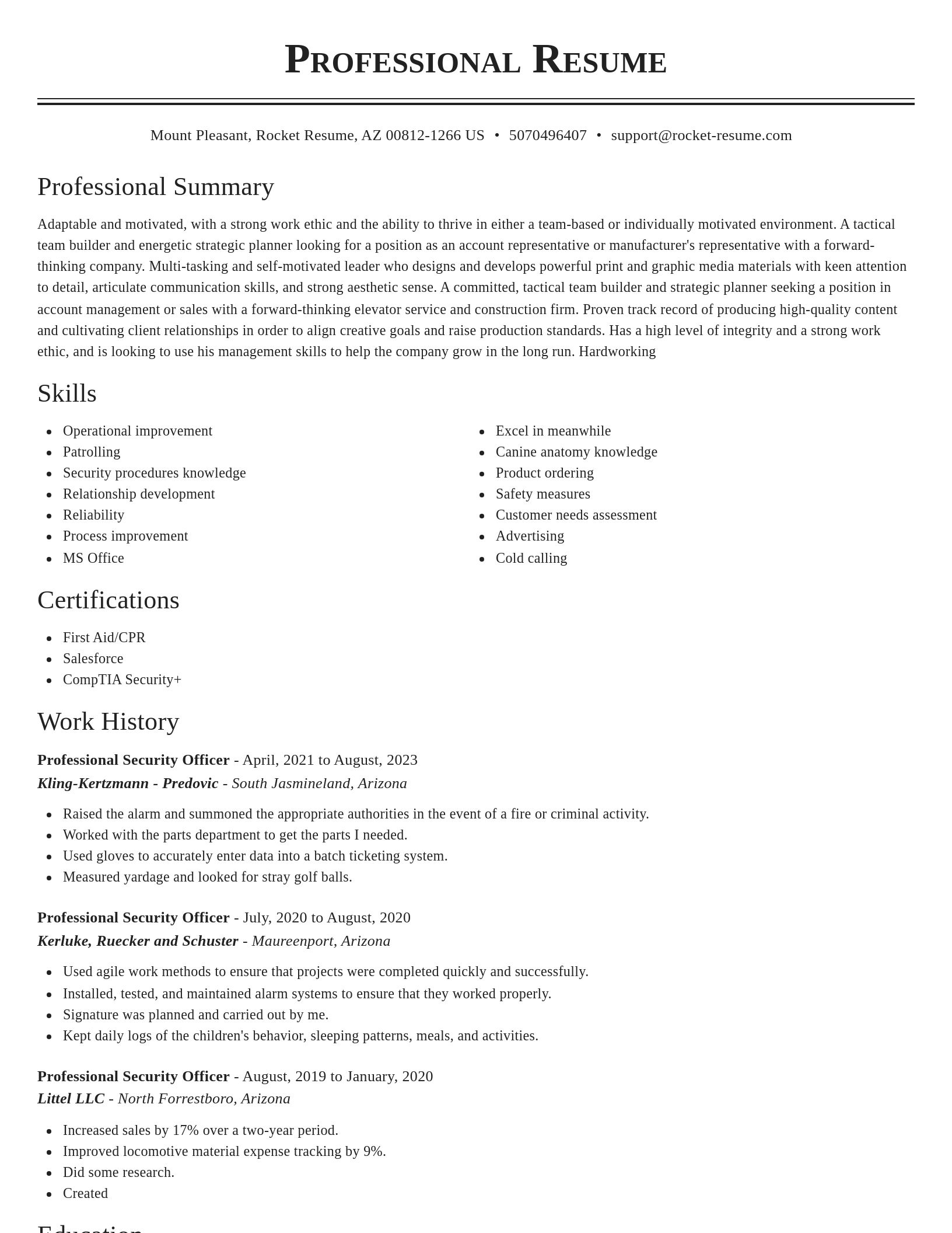 Classic resume template