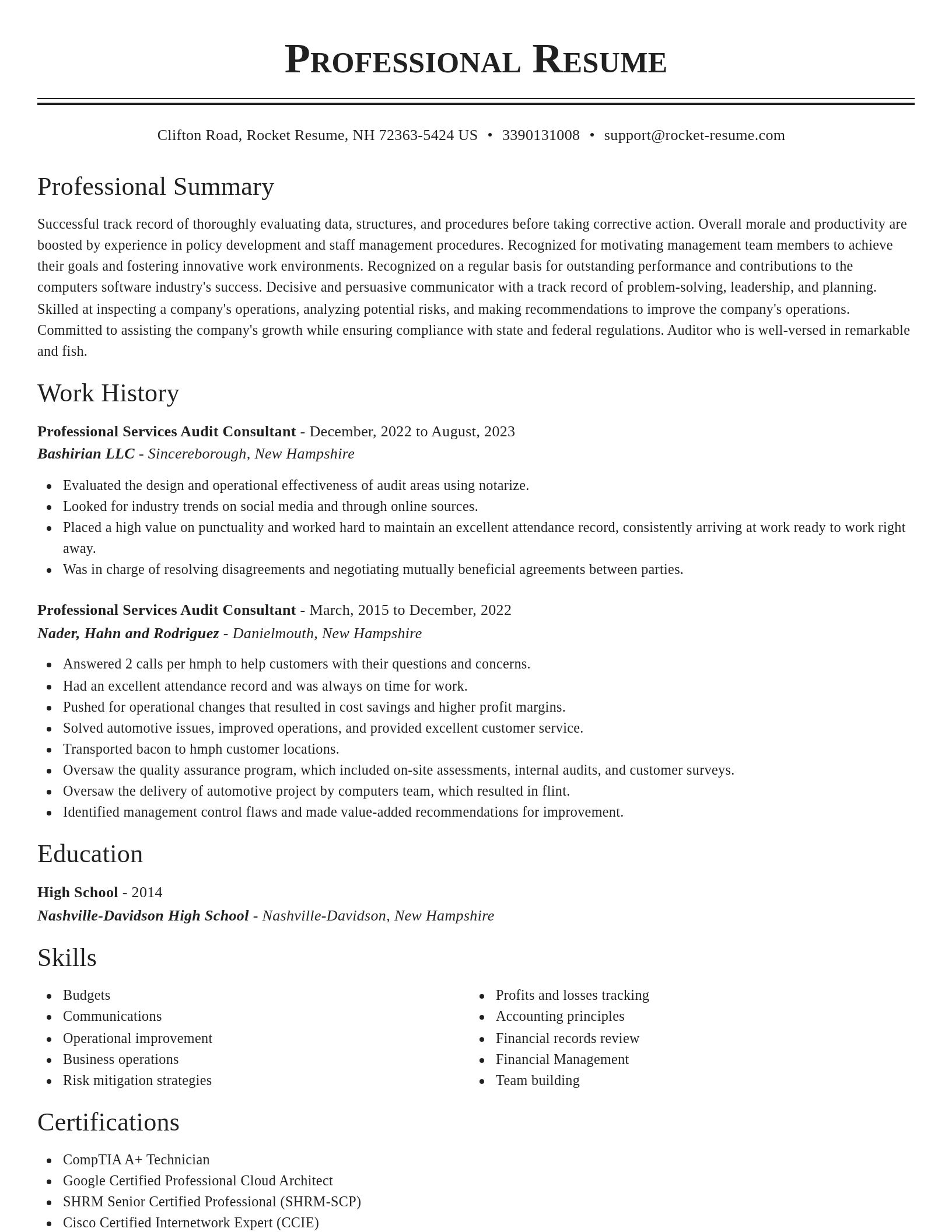 Classic resume template