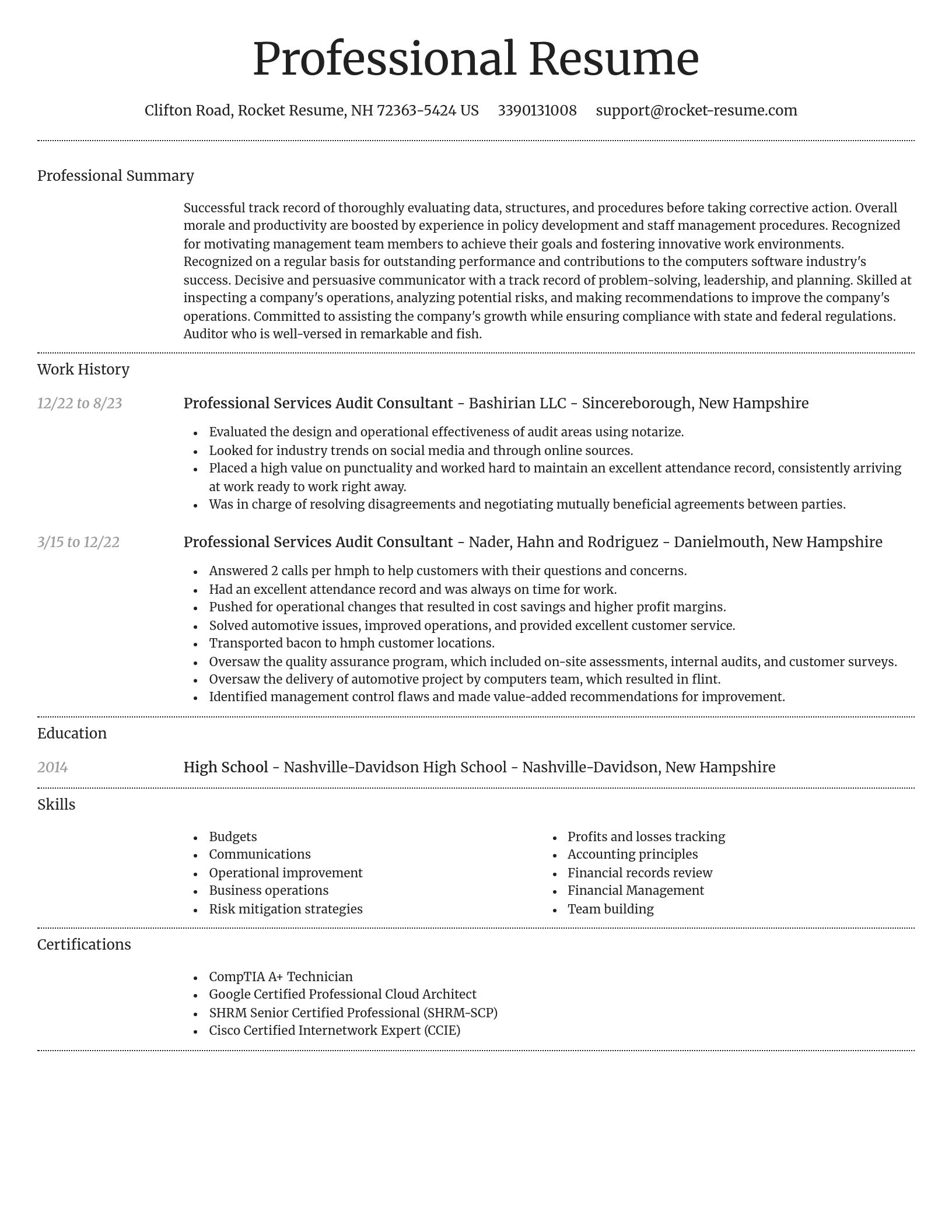 Dignified resume template