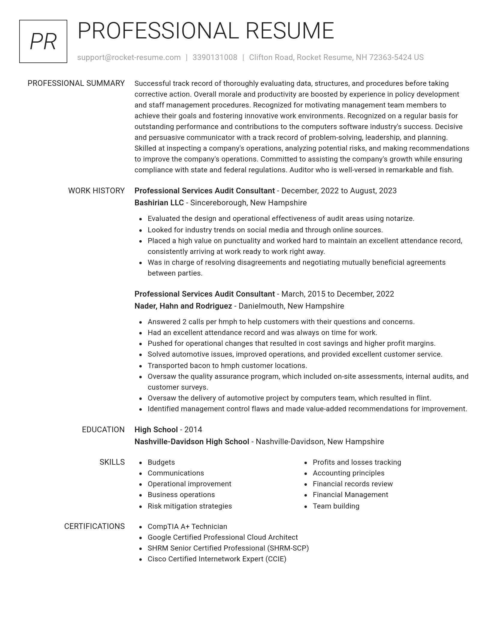 Renowned resume template