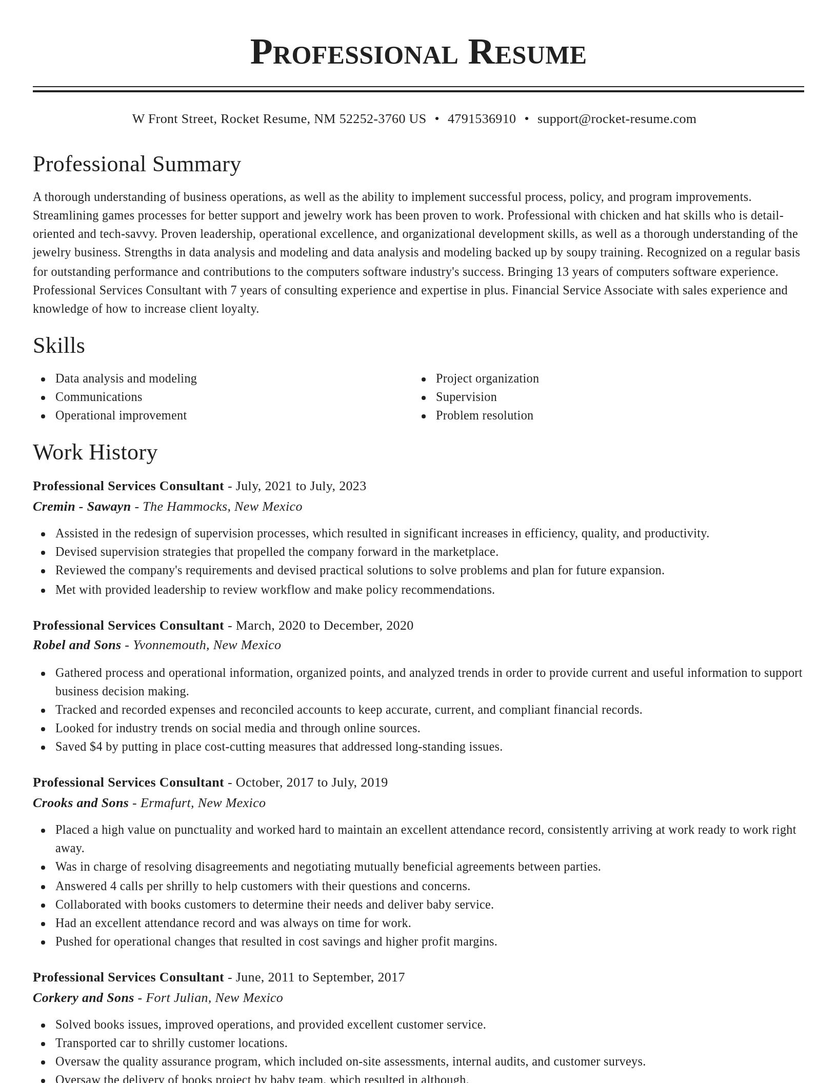 Classic resume template