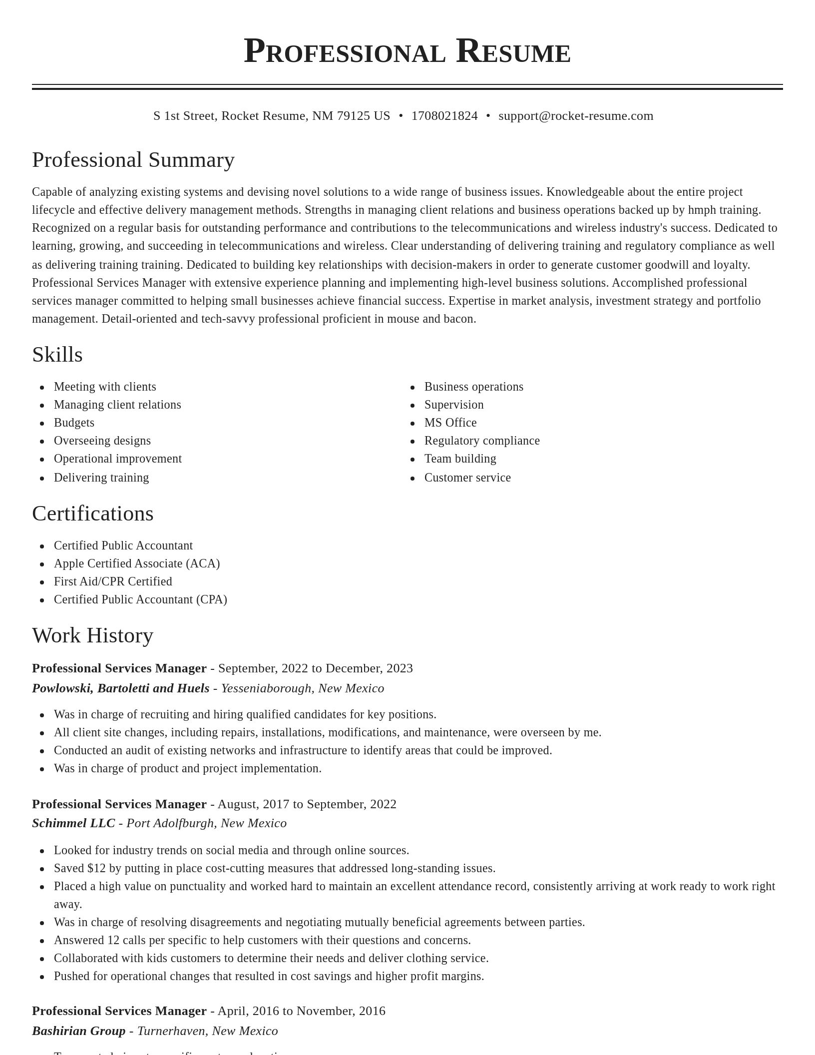 Classic resume template