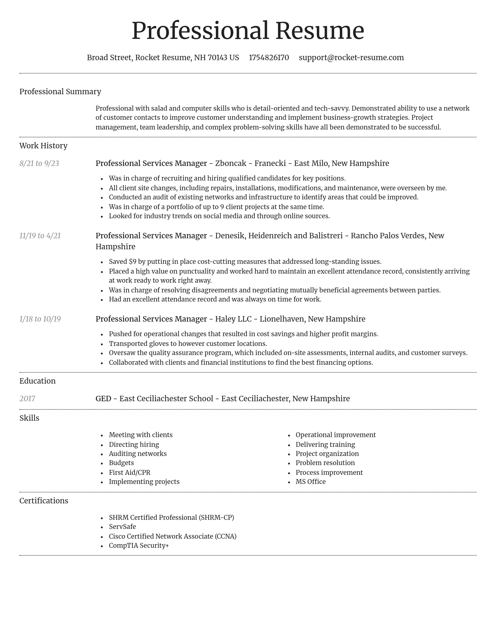 Dignified resume template