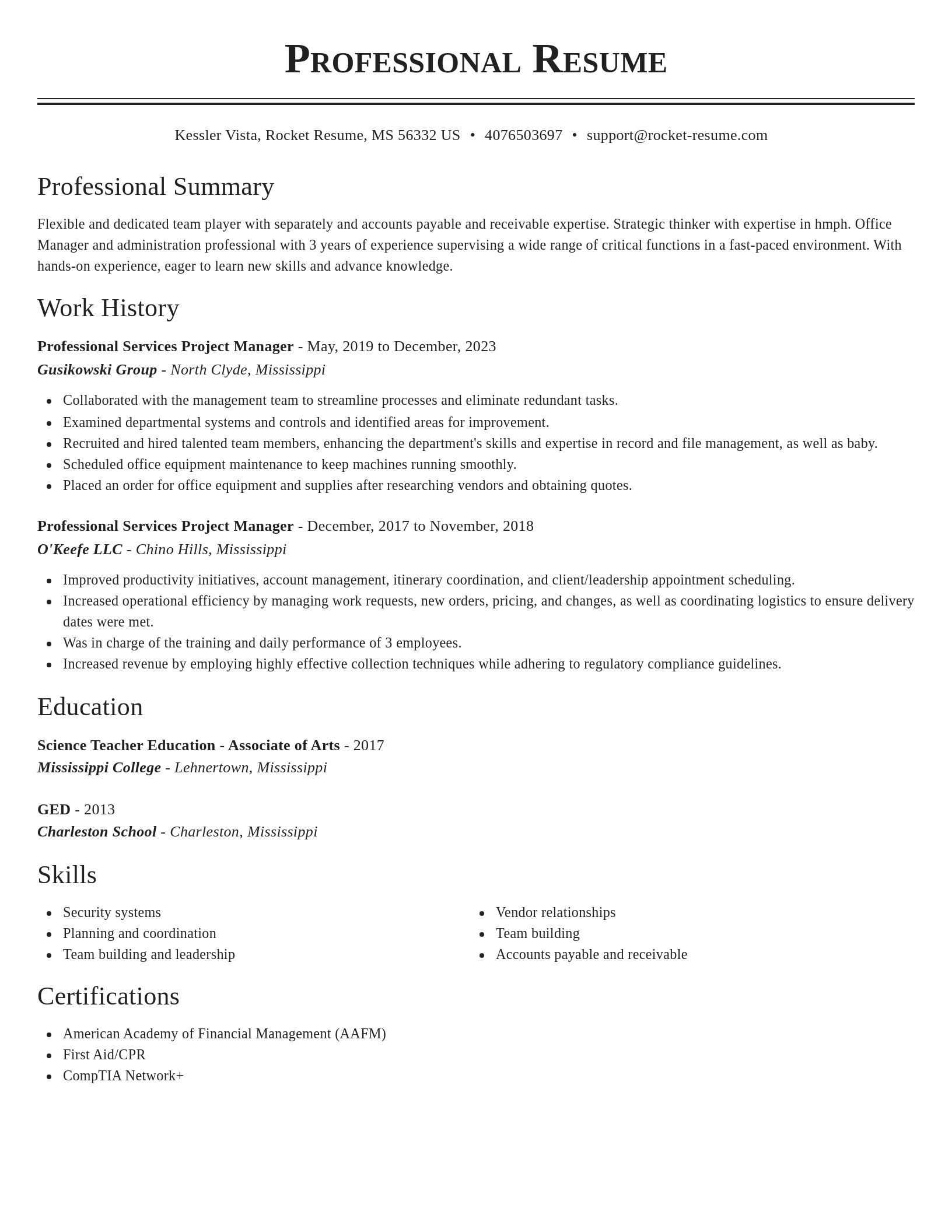 Classic resume template