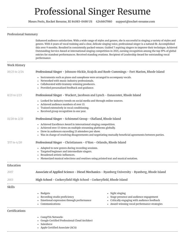 Dignified resume template