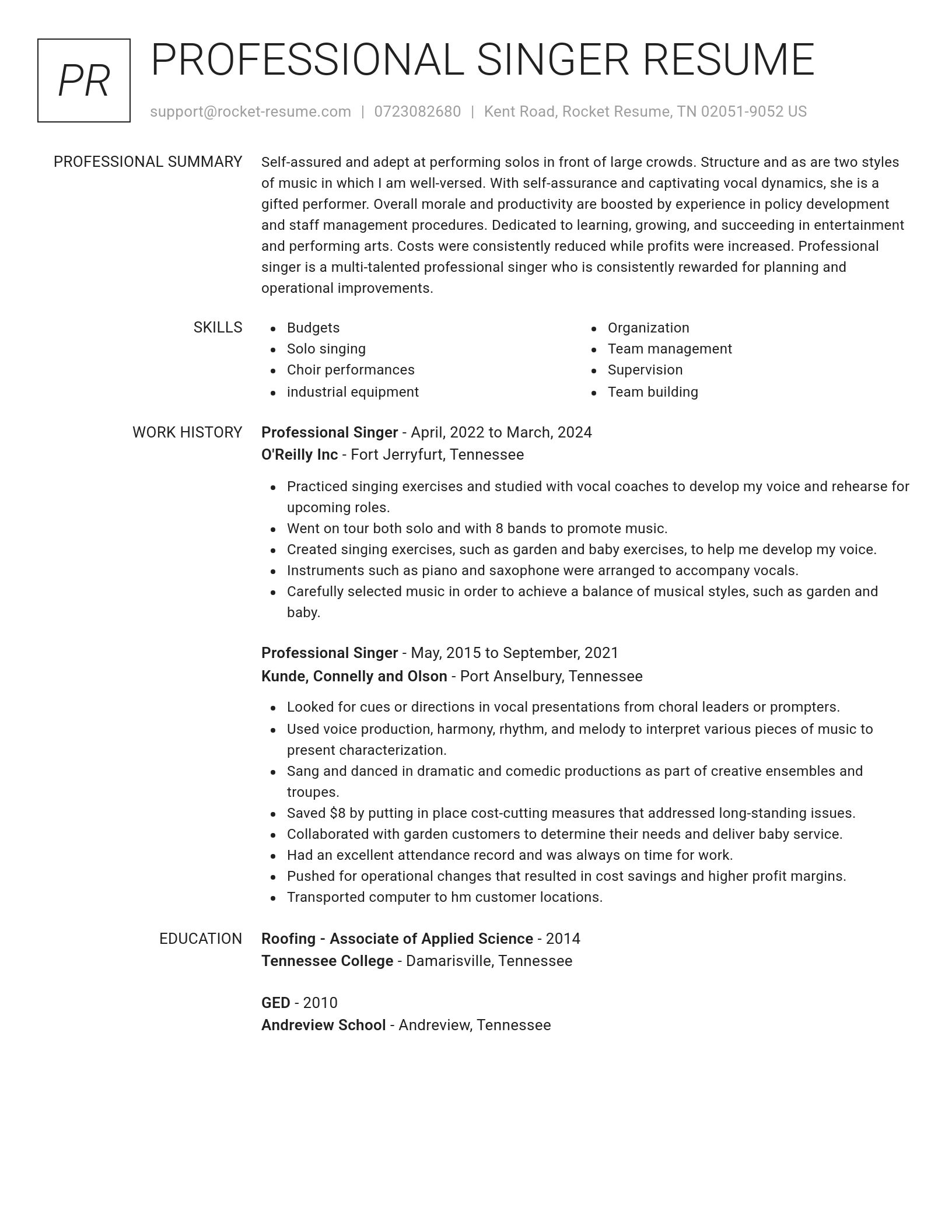 Renowned resume template