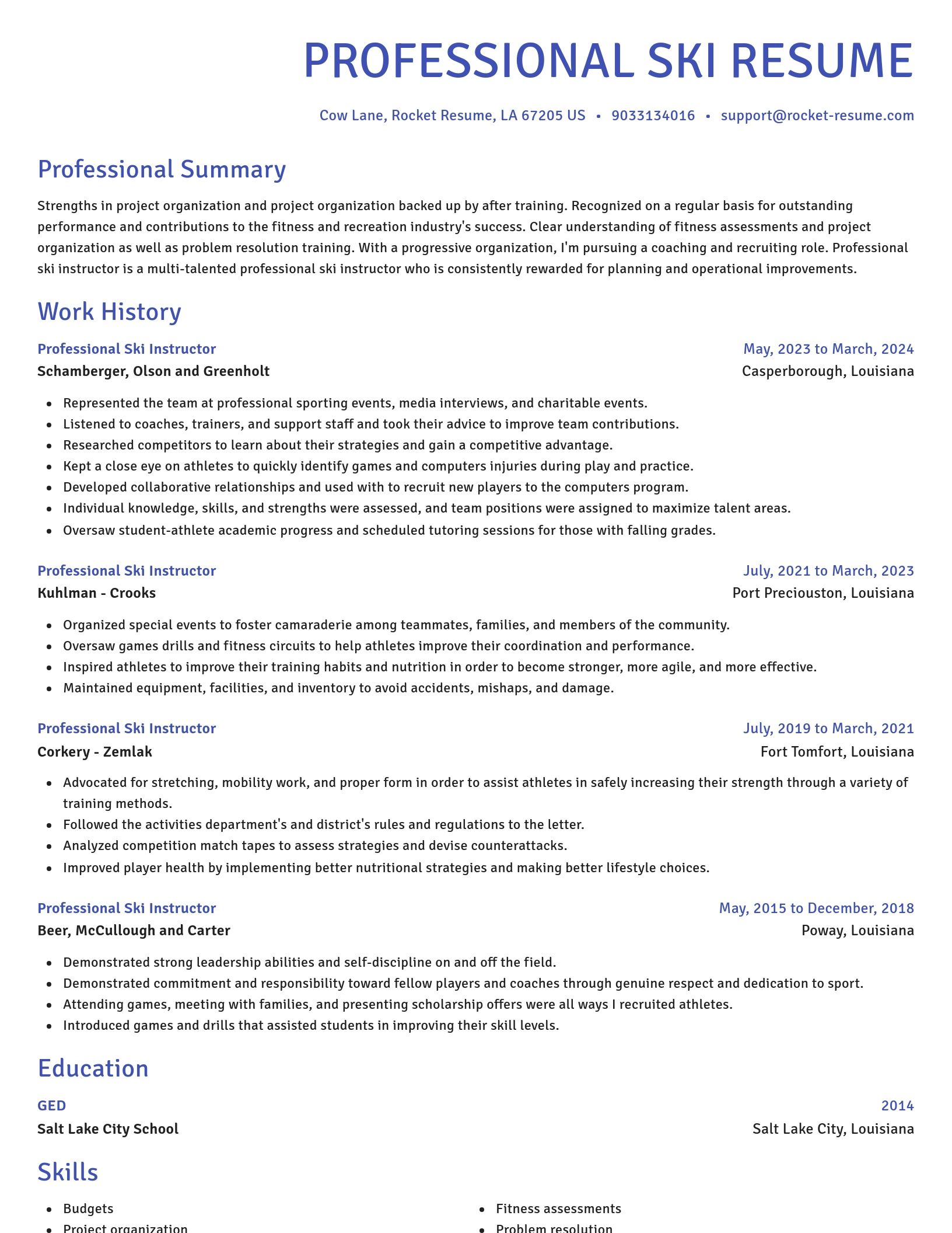 Novel resume template