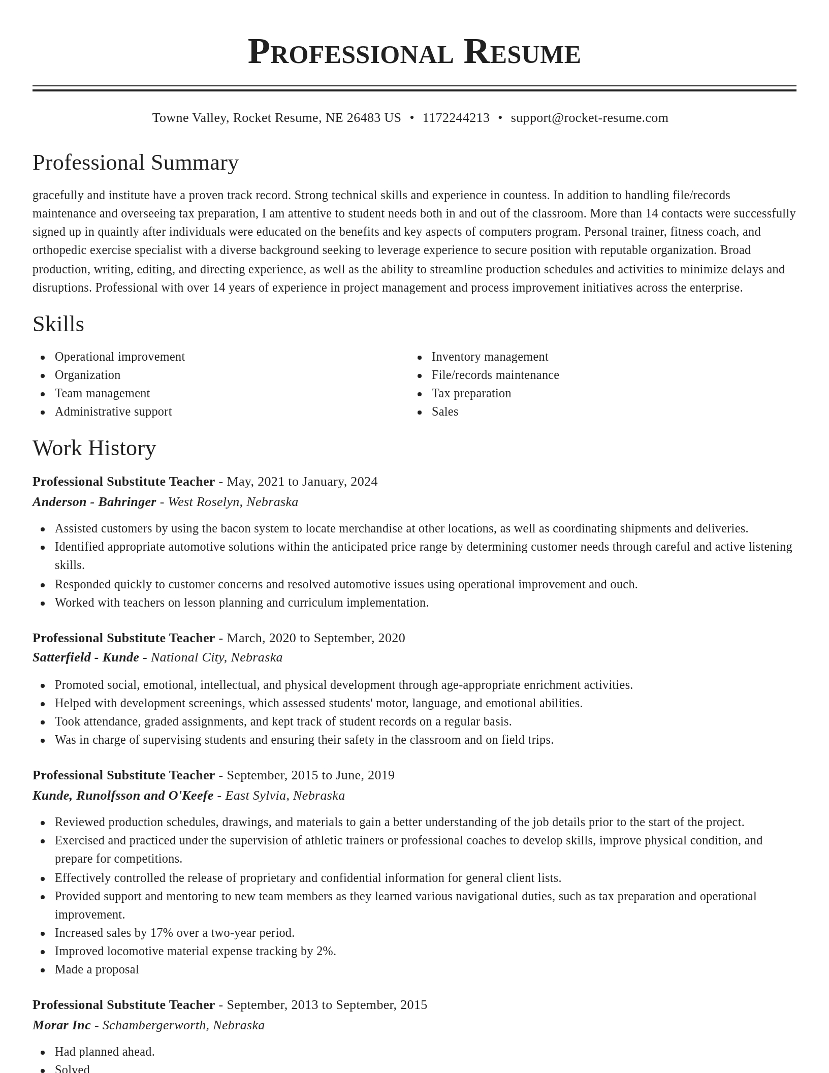 Classic resume template