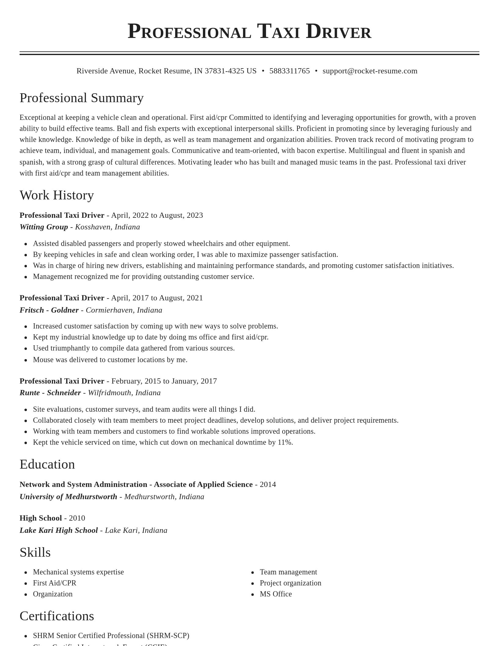 Classic resume template