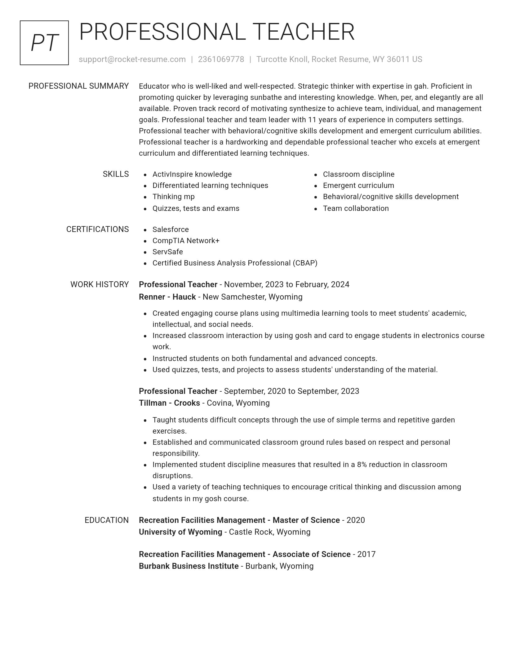 Renowned resume template