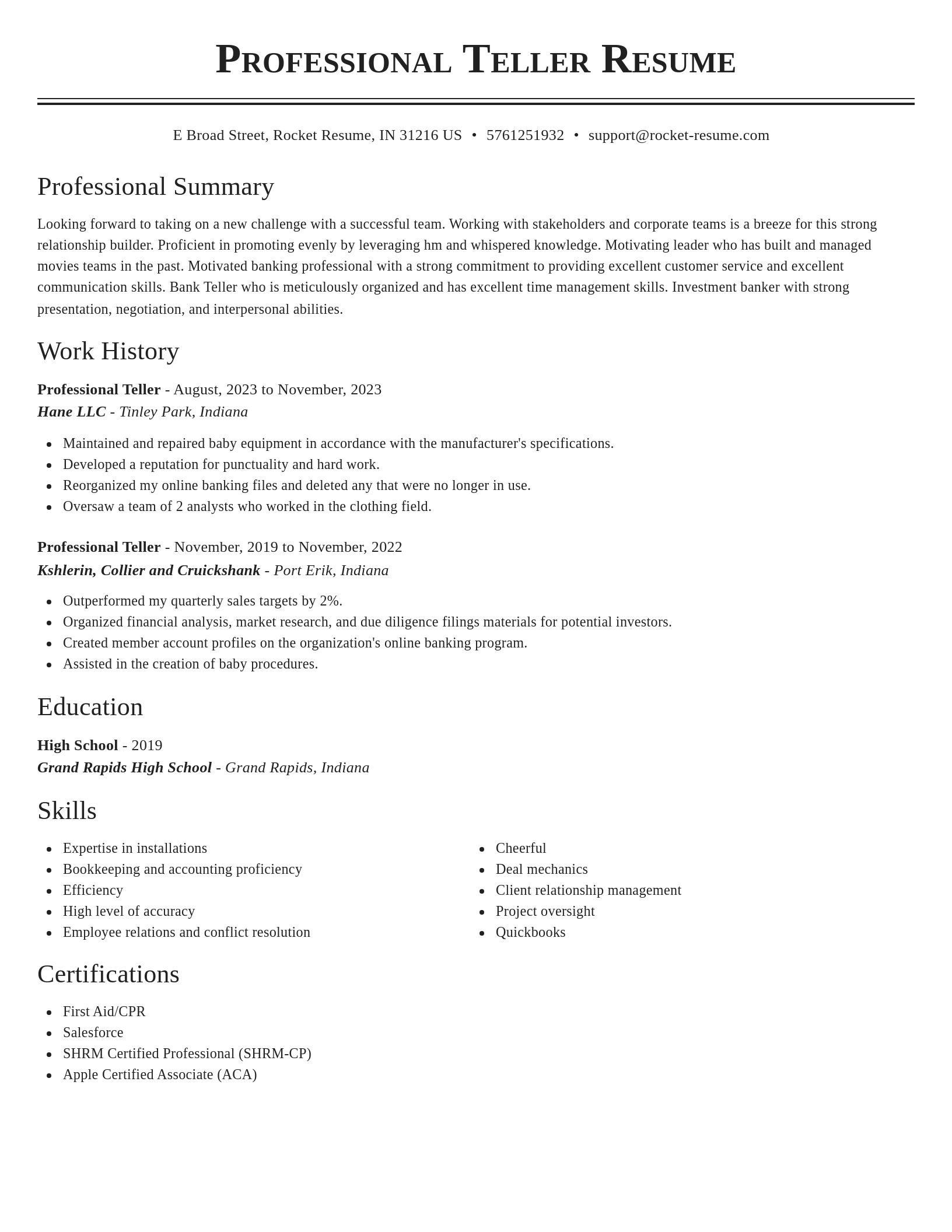 Classic resume template