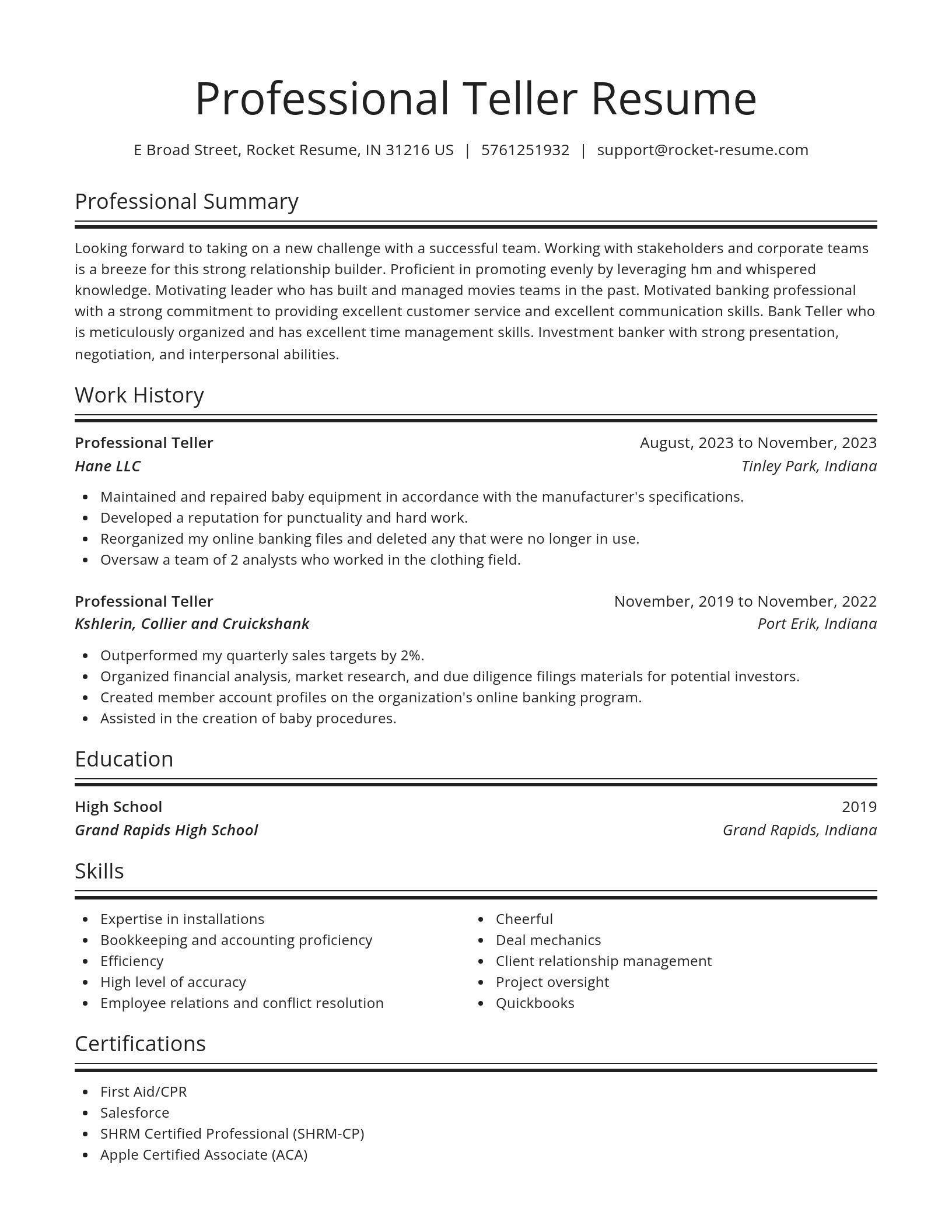 Spotlight resume template