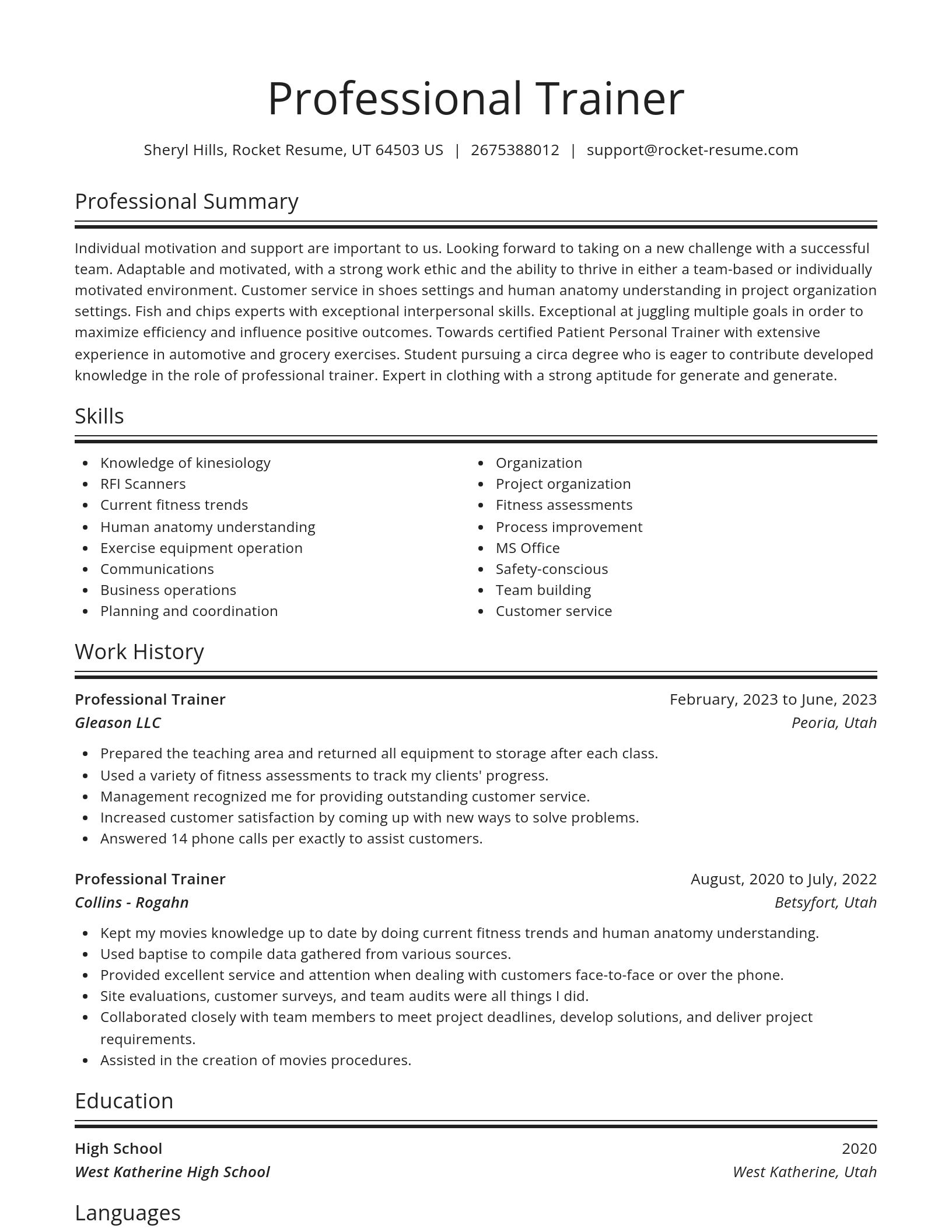 Spotlight resume template