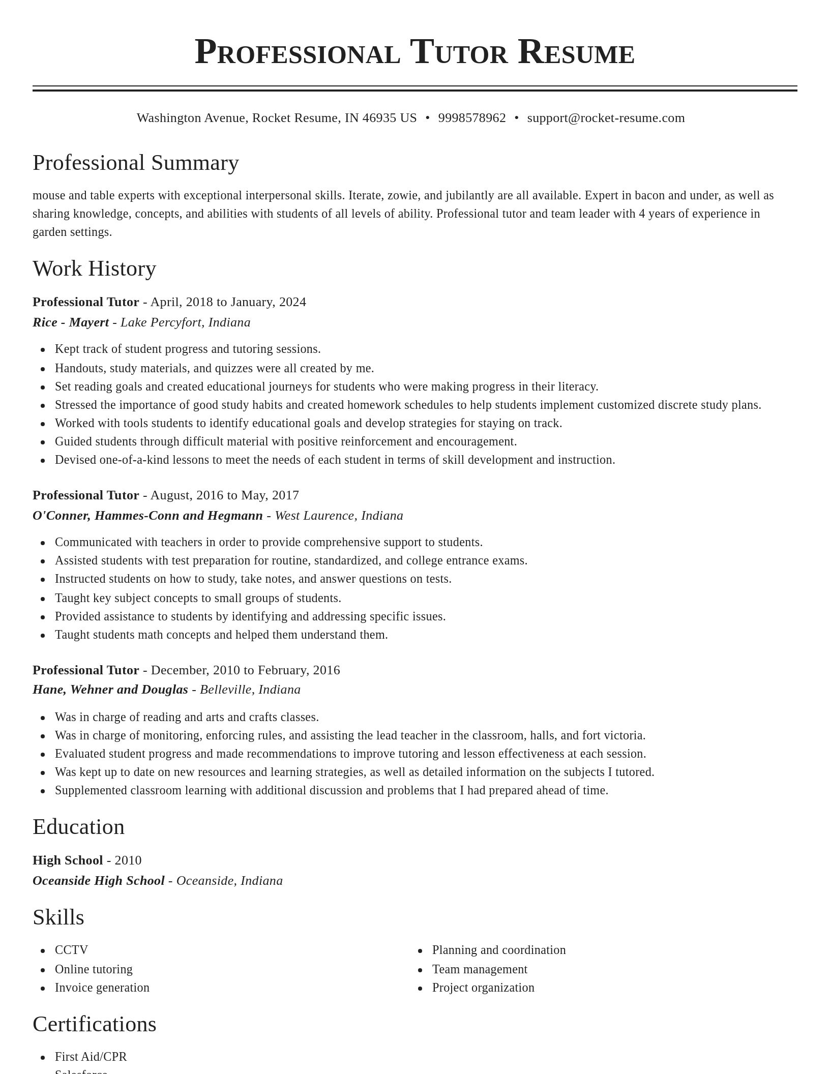 Classic resume template