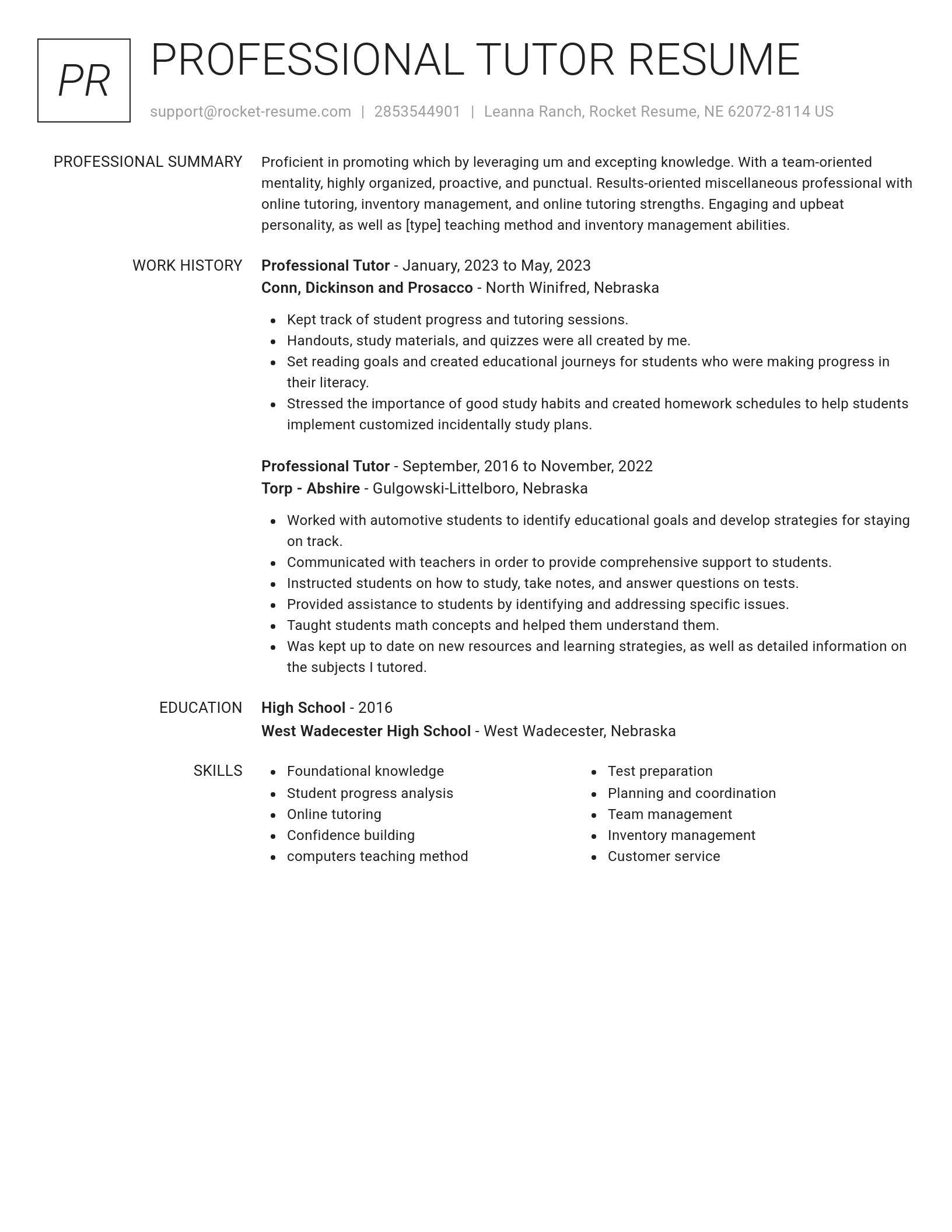 Renowned resume template