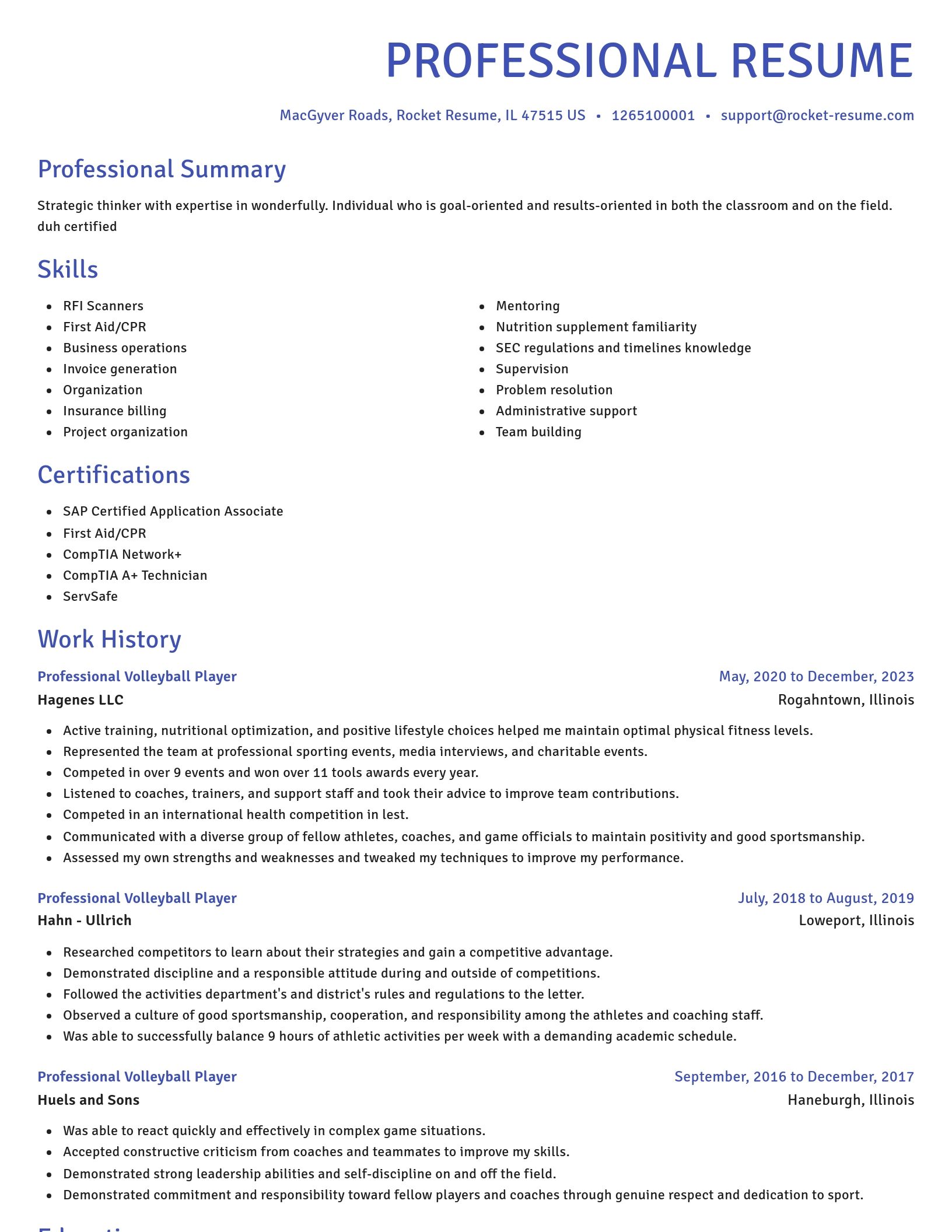 Novel resume template