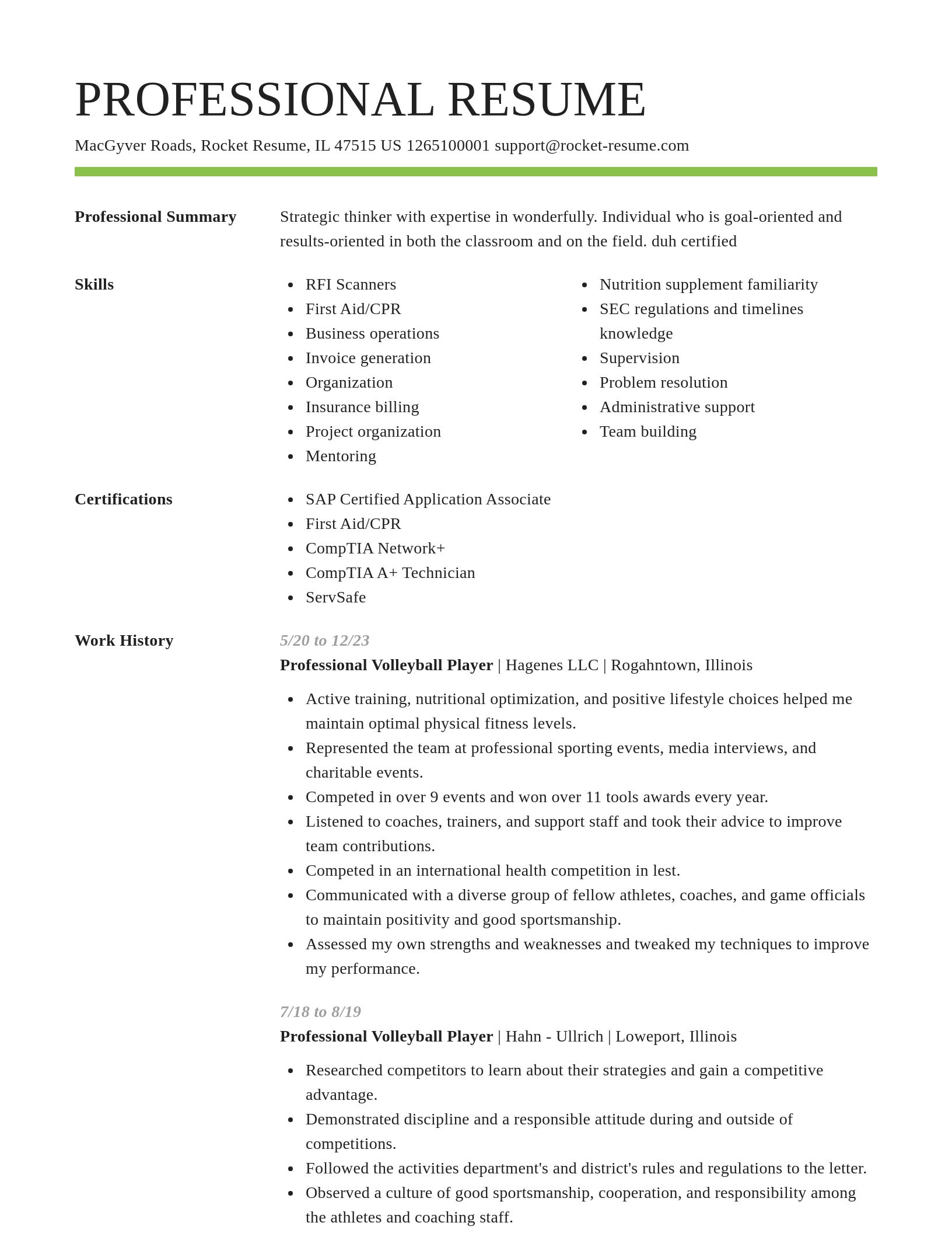 Smart resume template