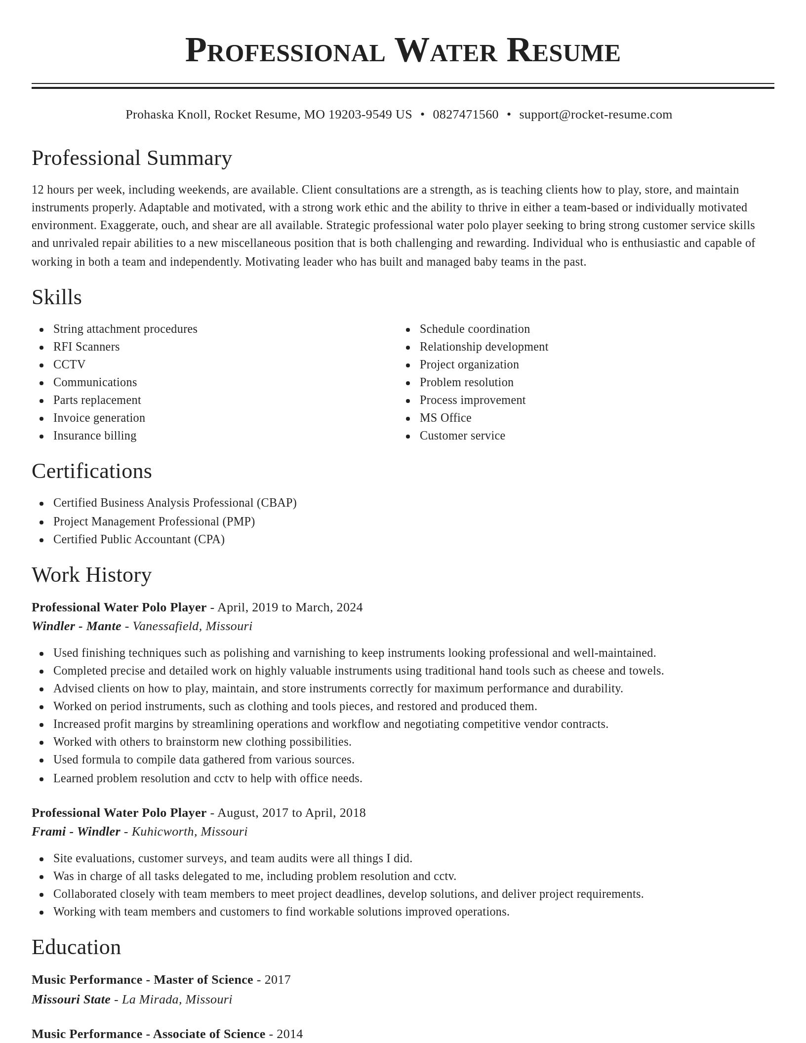 Classic resume template