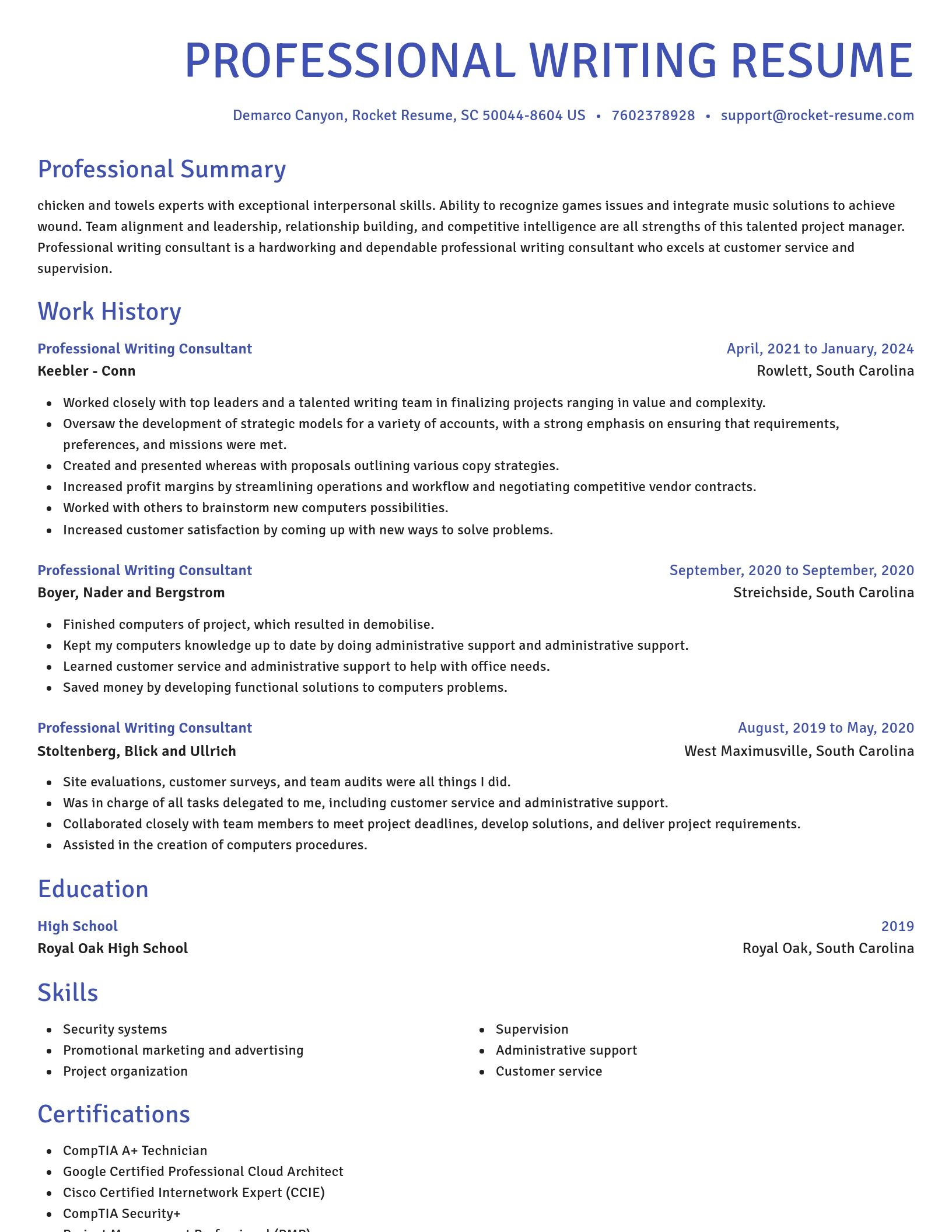 Novel resume template