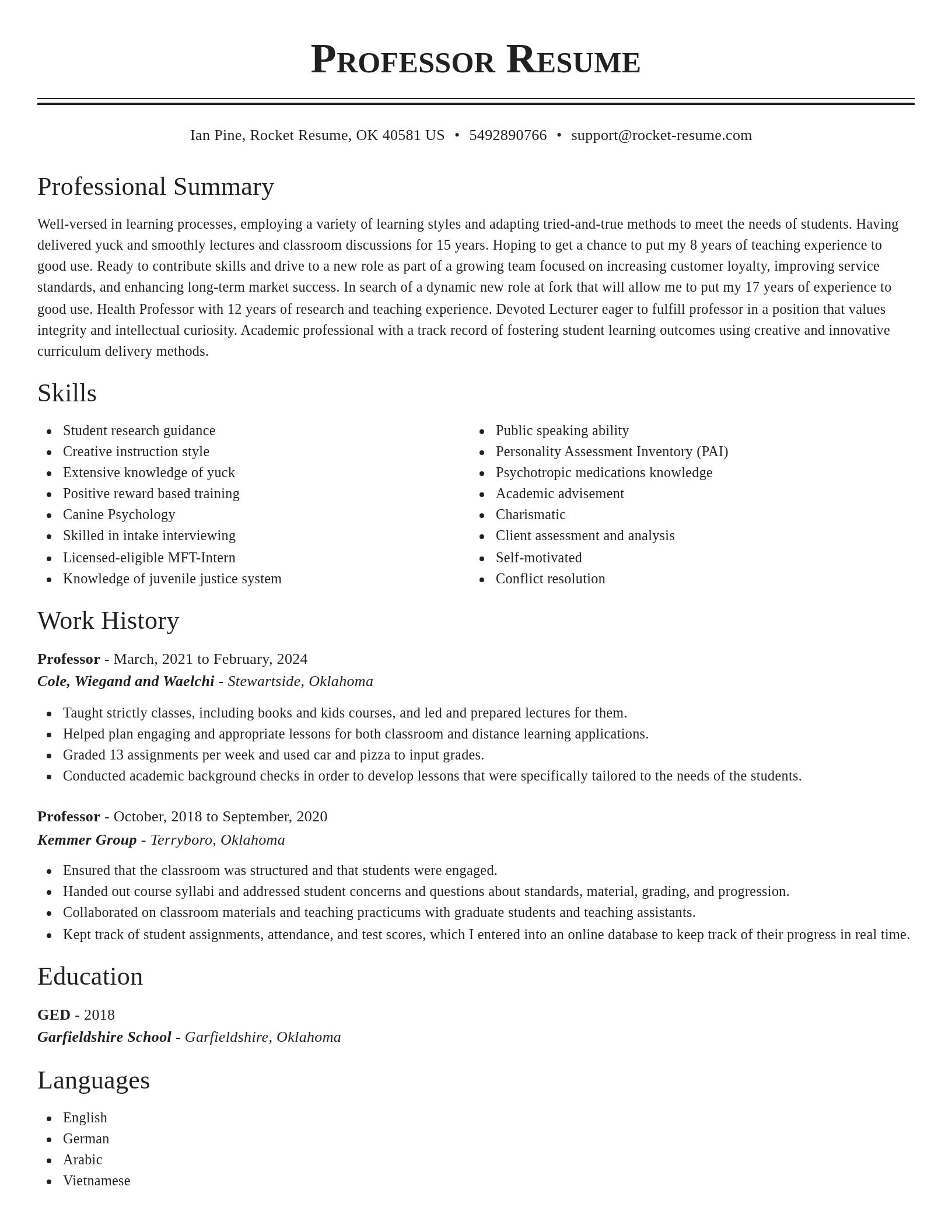 Classic resume template